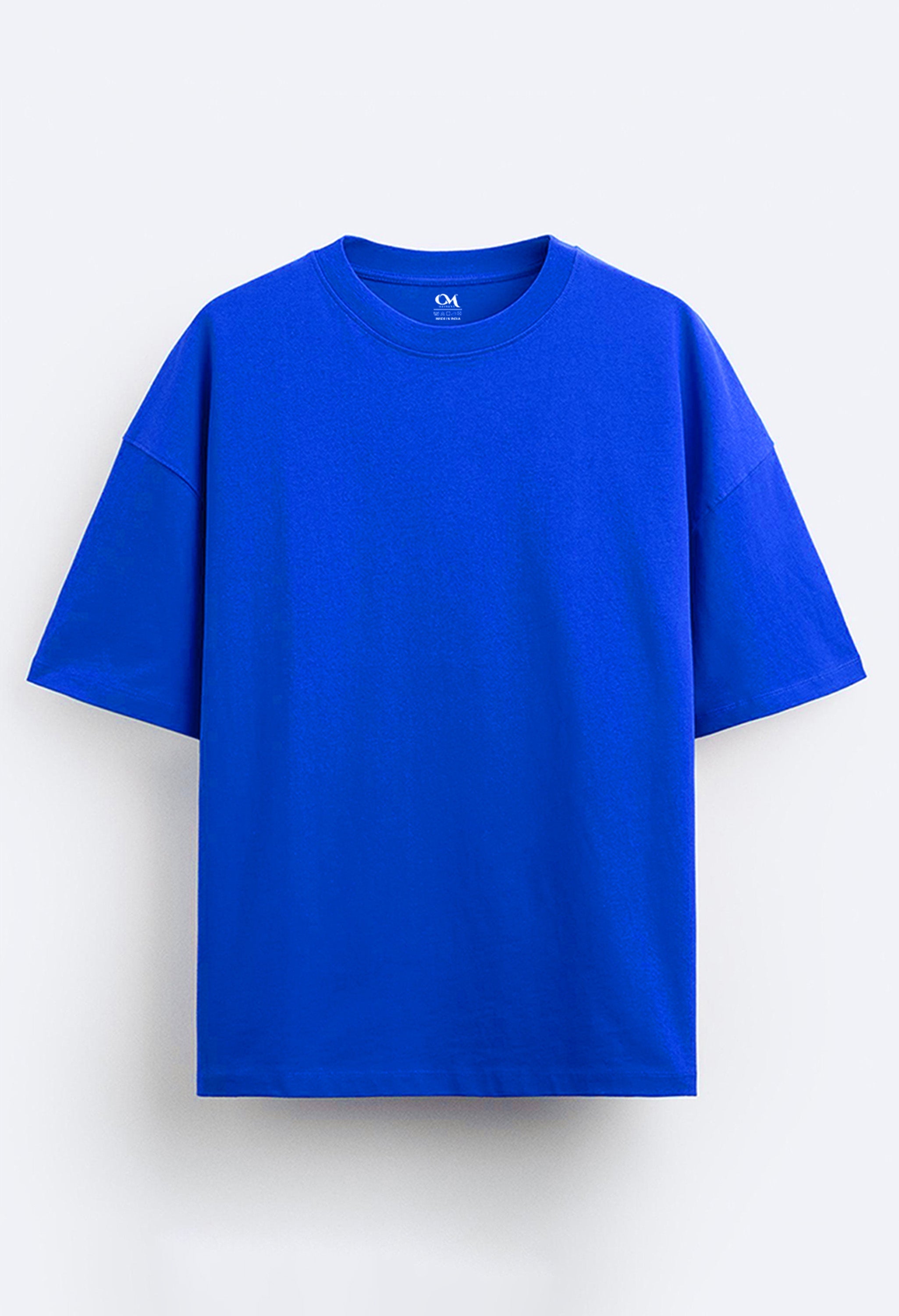 Smiley Printed Blue Oversized T-Shirt By Offmint