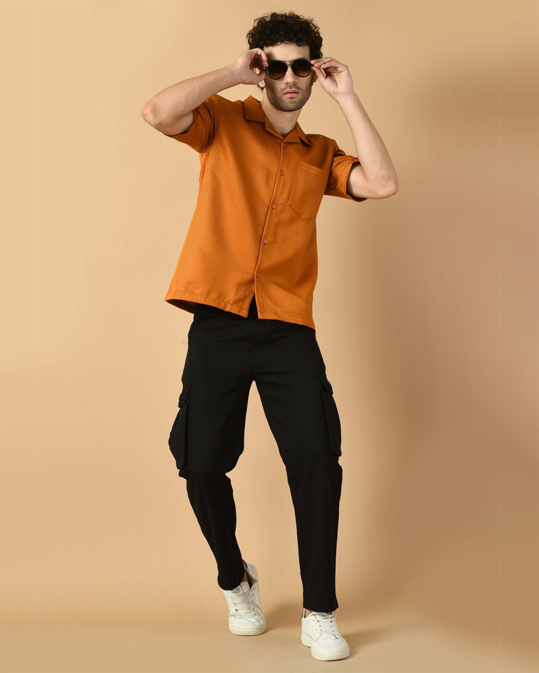 Mustard Bubble Half Sleeves Shirt By Offmint