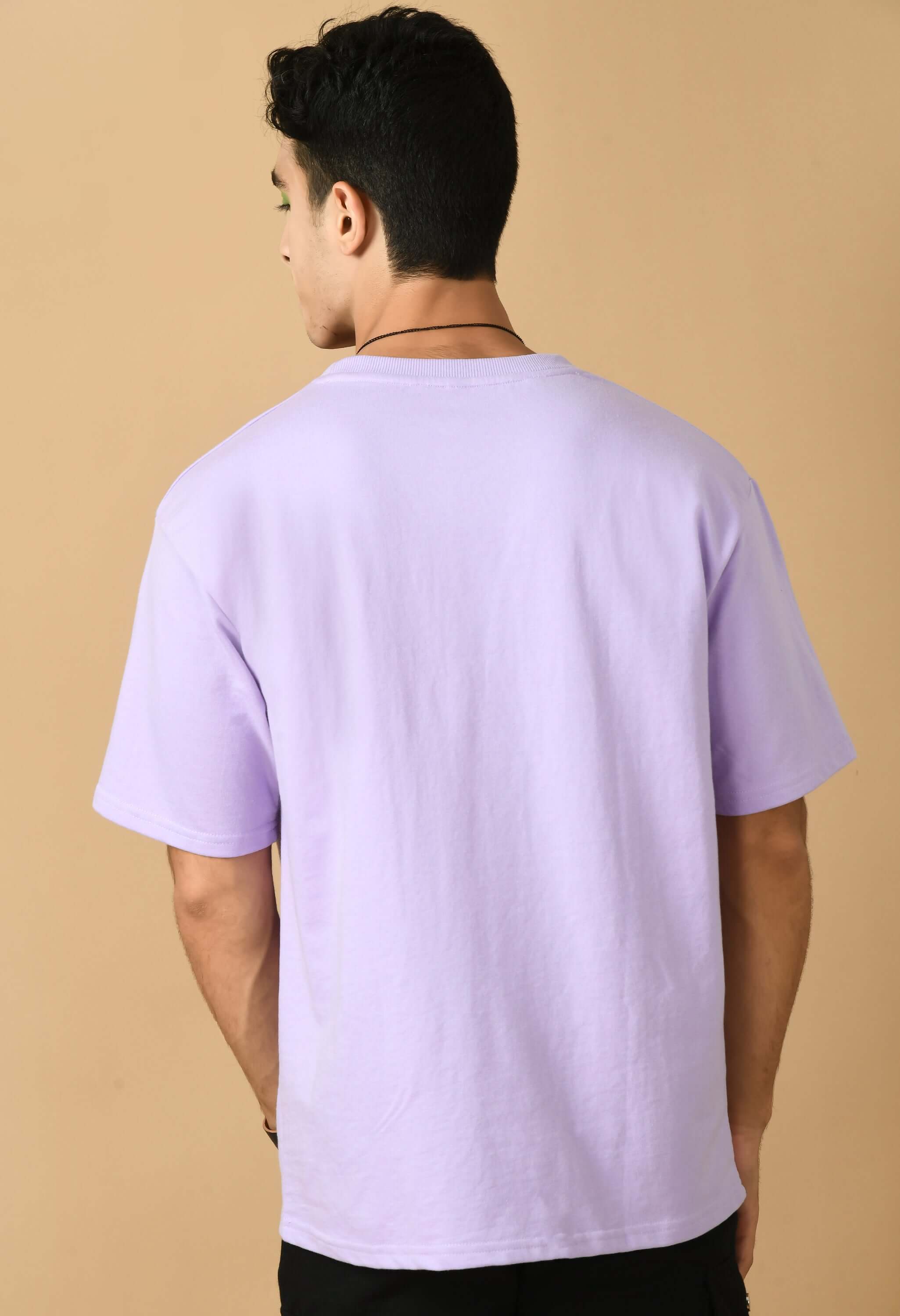 Black angels printed lavender color oversized t-shirt 