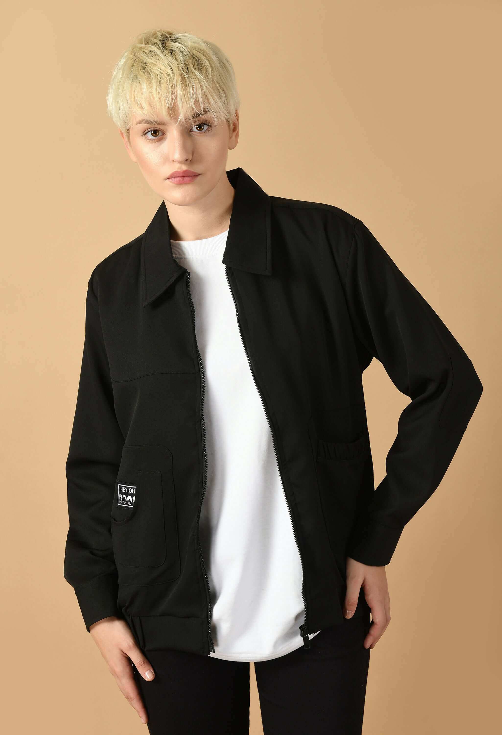 Black Color Bomber Jacket