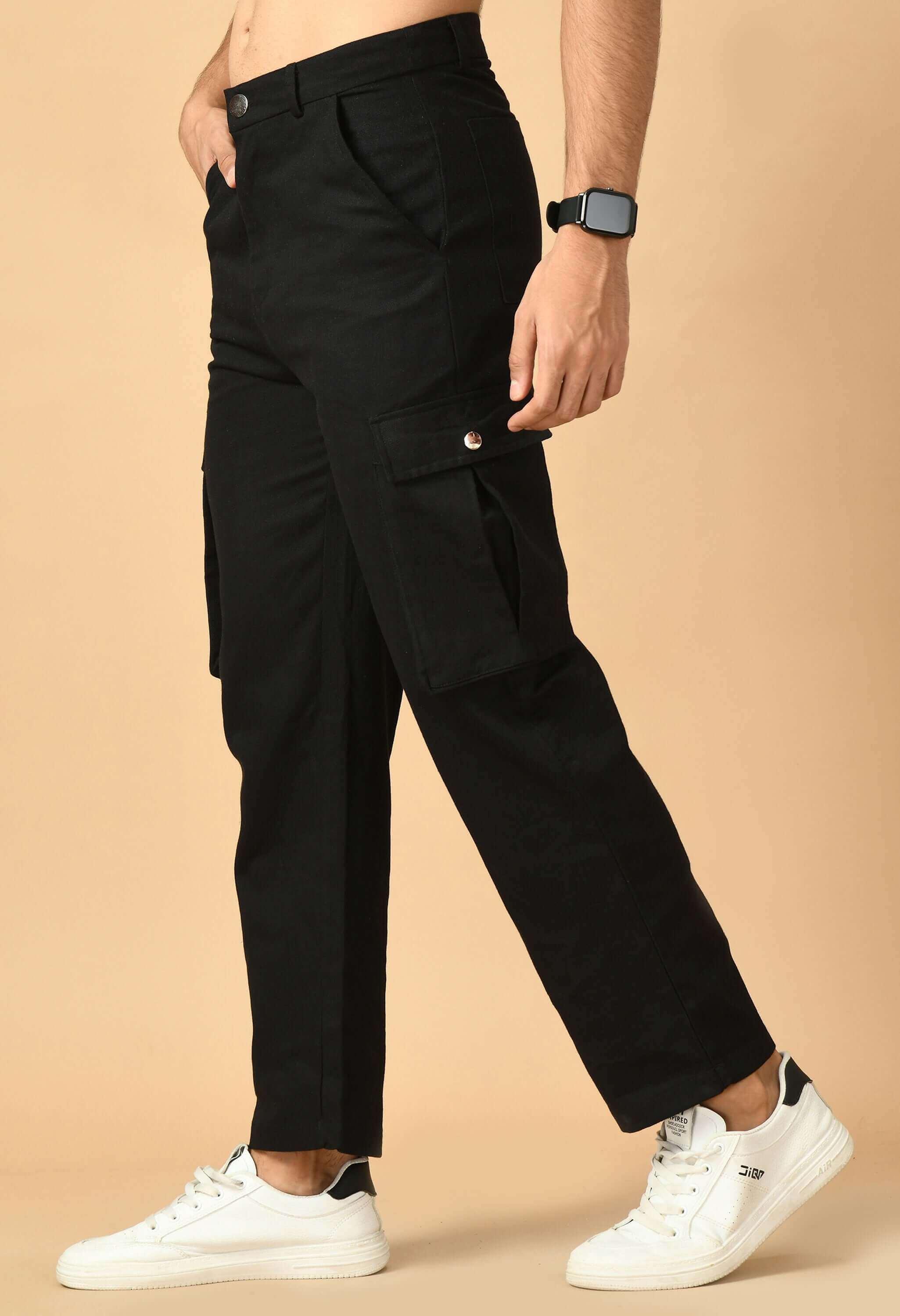 Black color six pocket cargo 