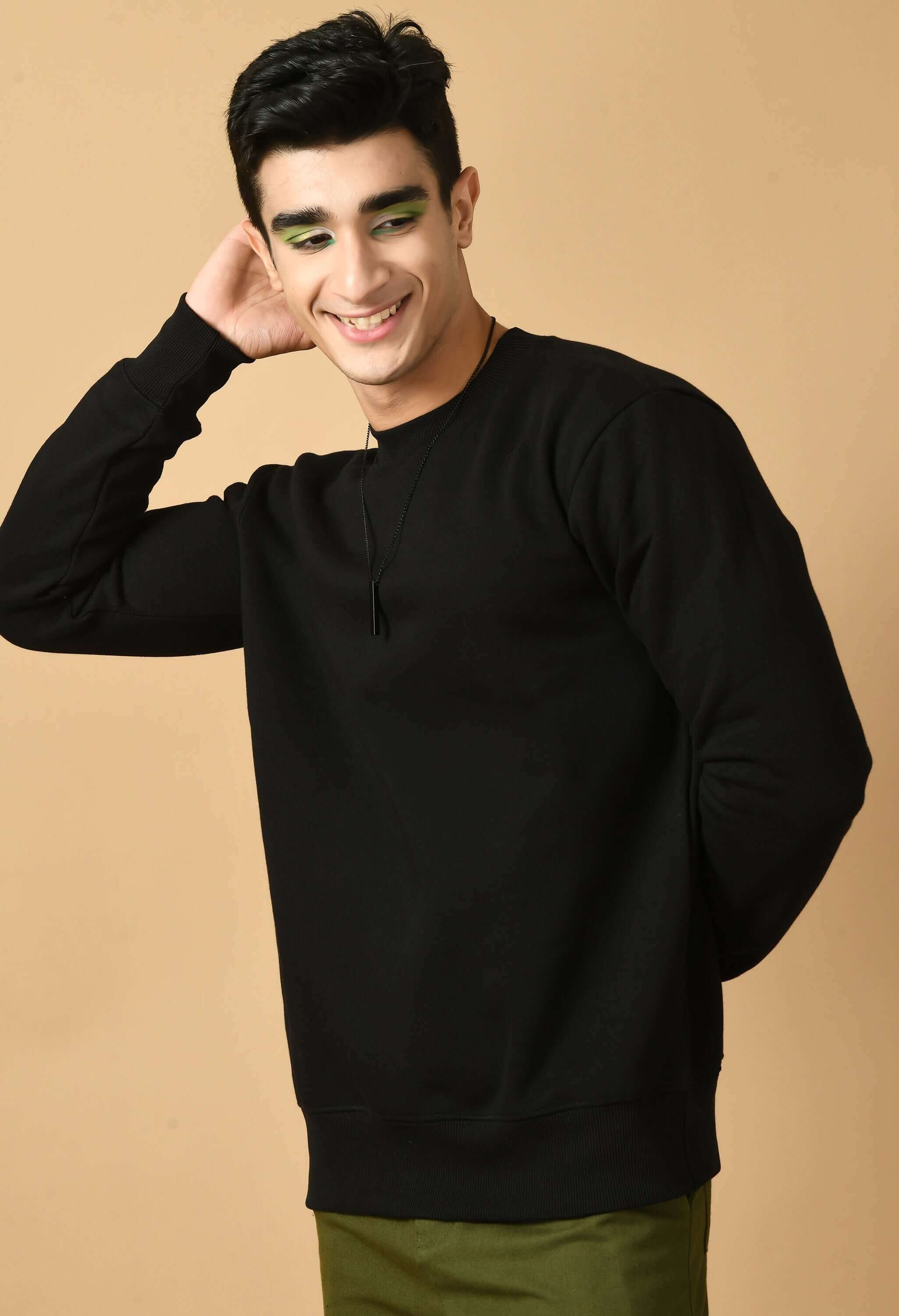 Black youth printed black sweatshirt 