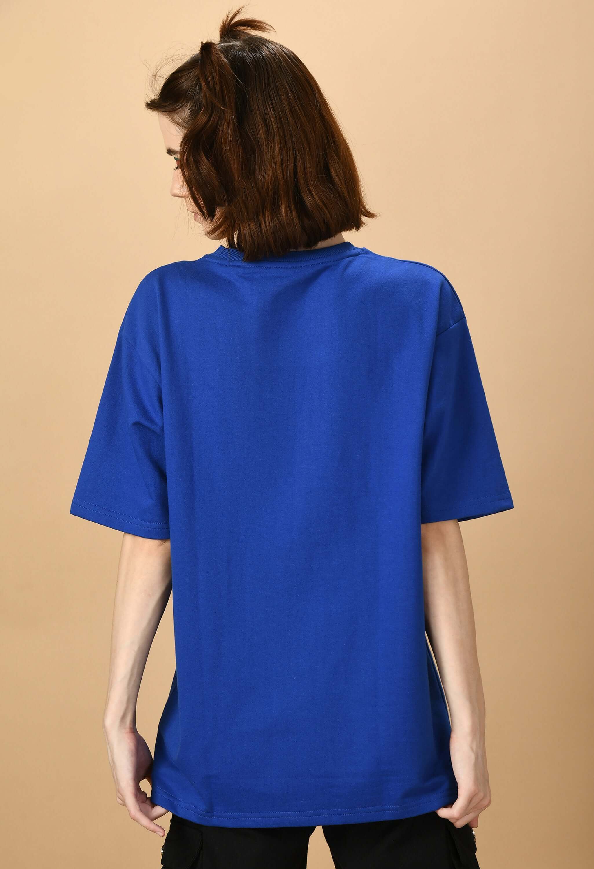 Blue color plain oversized t-shirt by offmint