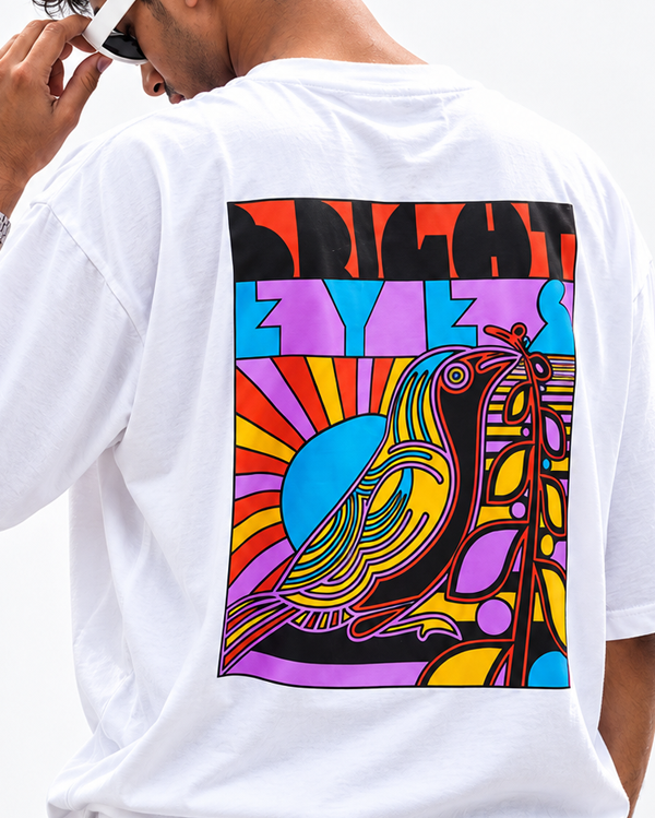 White 'Bright Eyes' Tee | Unisex Oversized T-Shirt