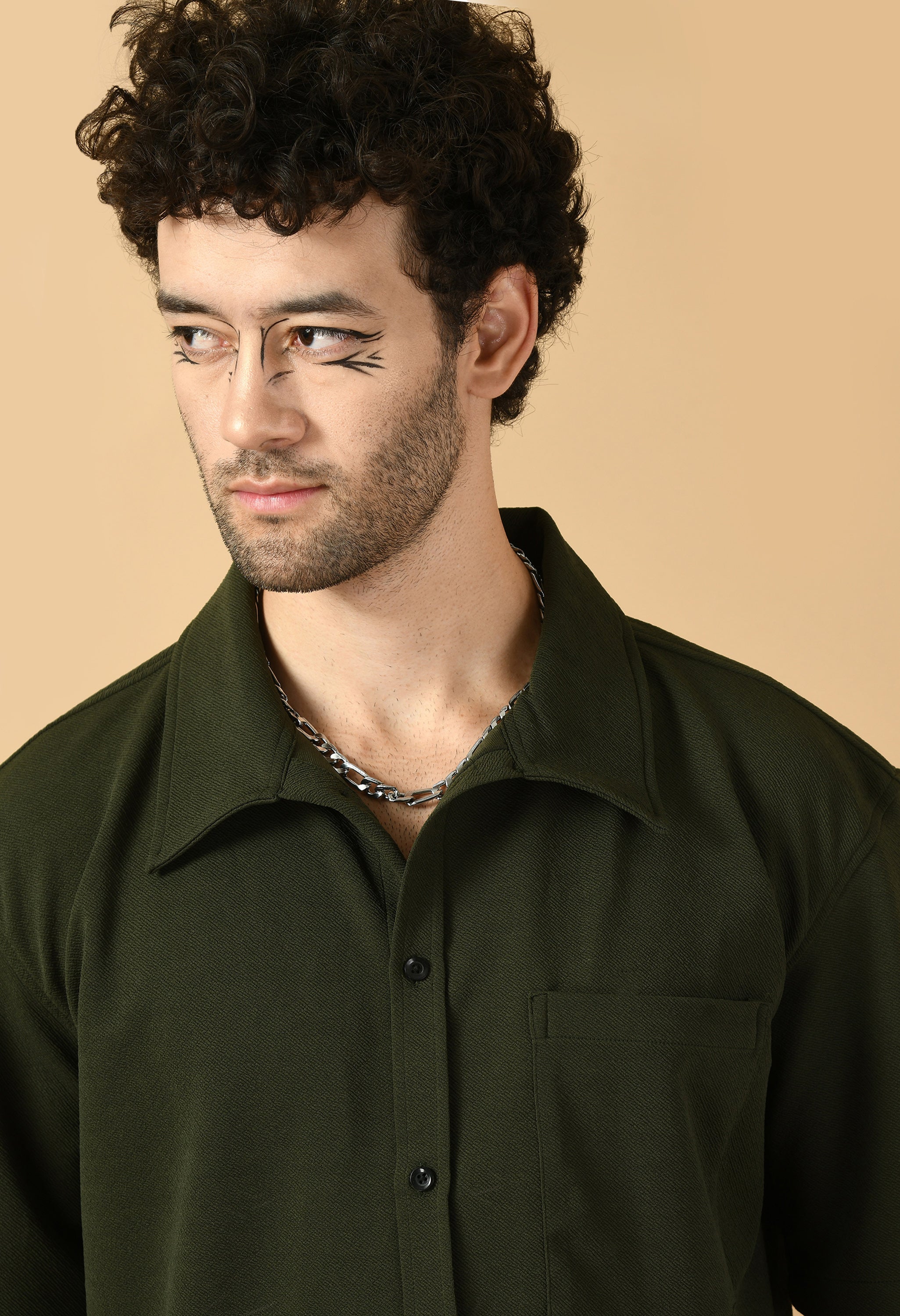Olive Green Shirt Co-ord Set By Offmint