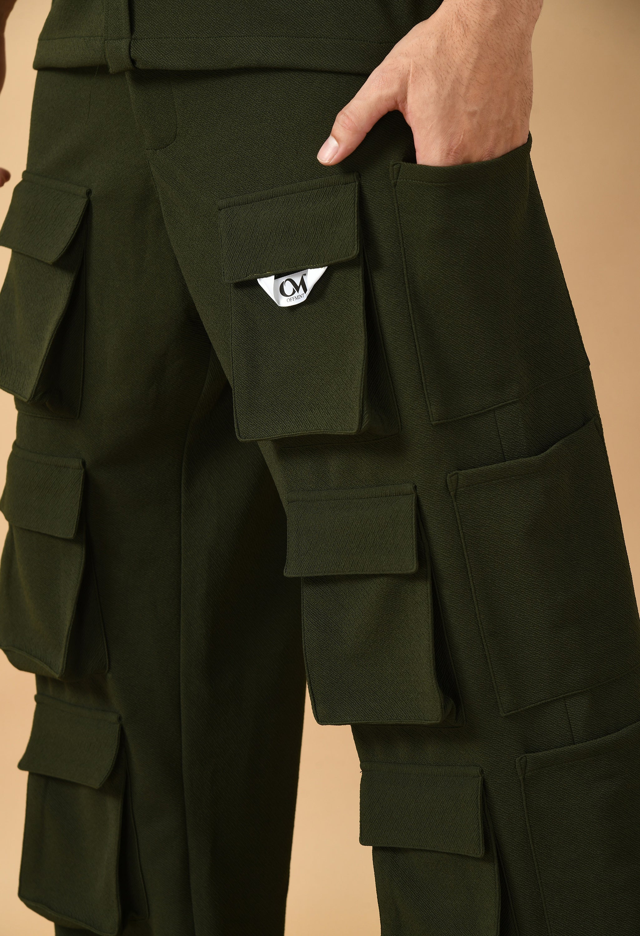 Olive Green Shirt Co-ord Set By Offmint