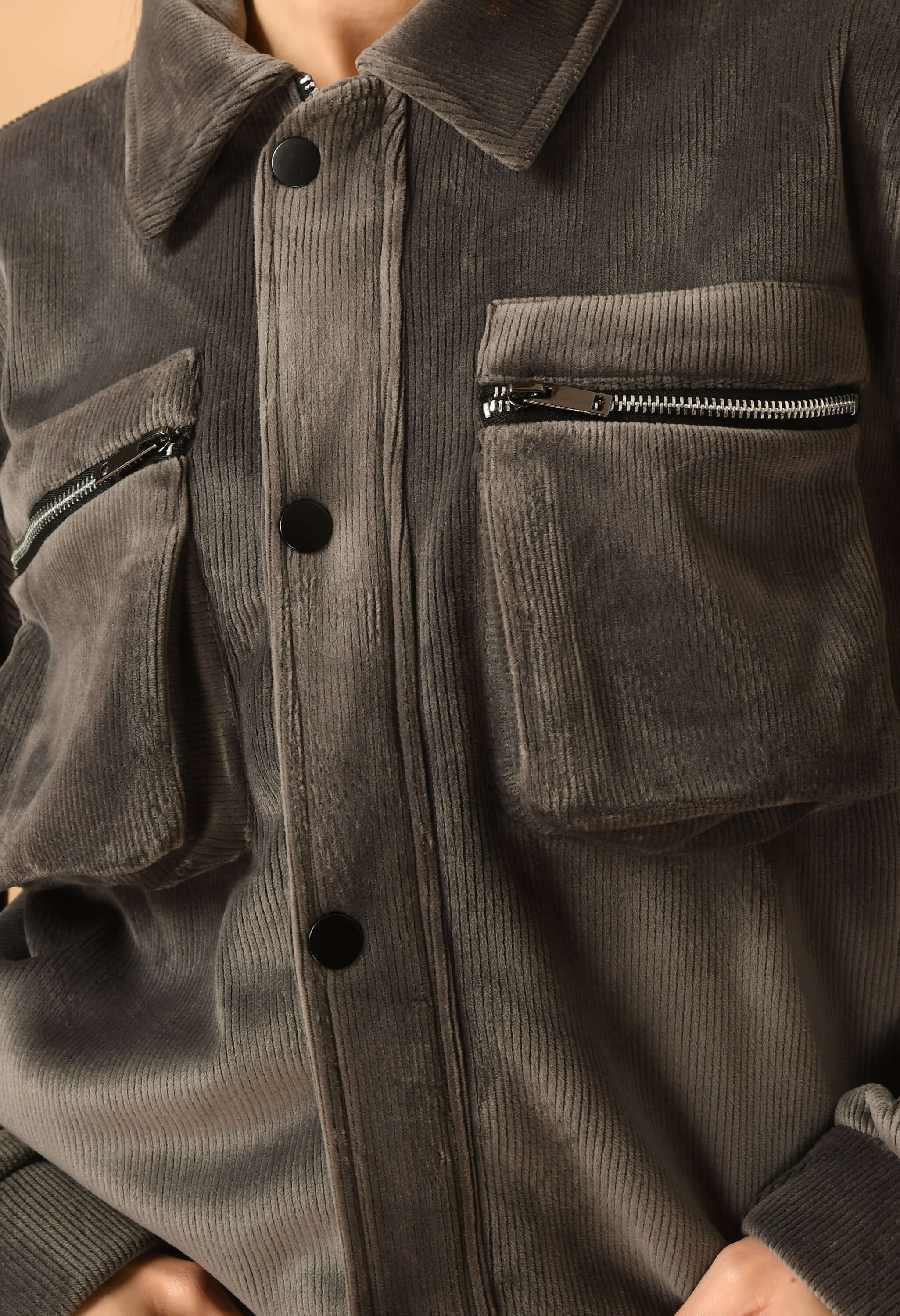 Grey Corduroy Jacket By Offmint