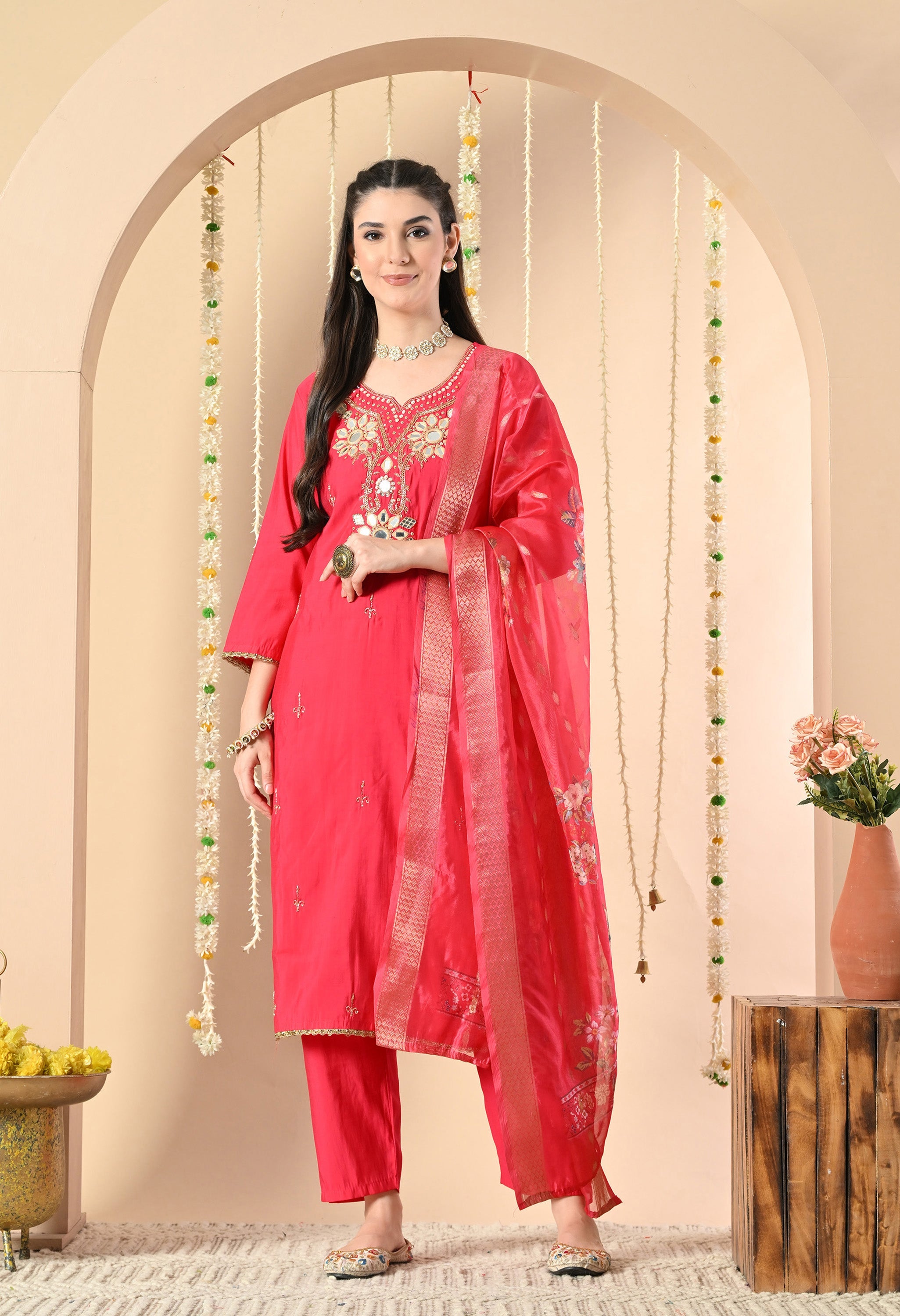 Crimson Radiance Kurta Set