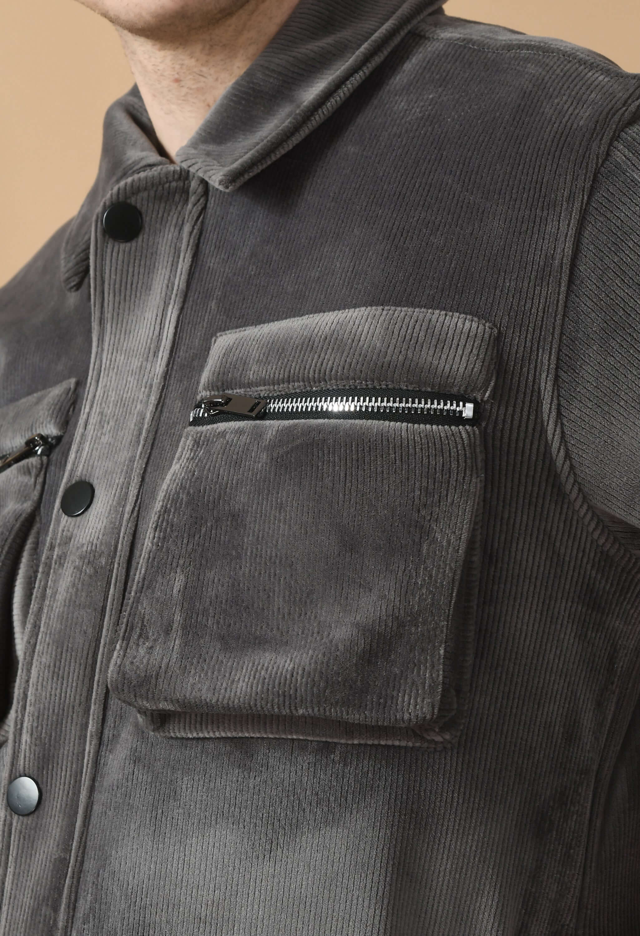 Grey Corduroy Jacket By Offmint