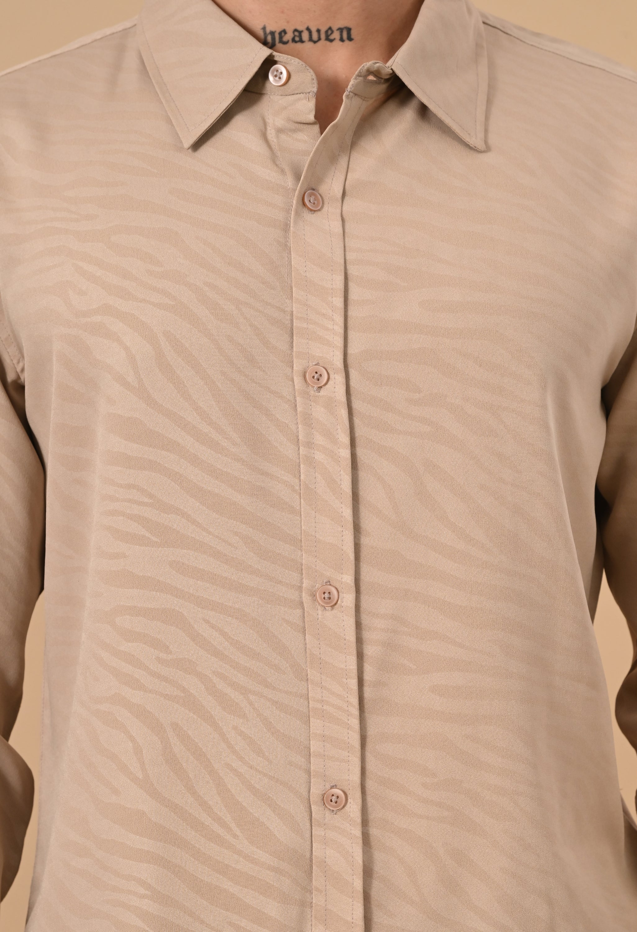 BEIGE ZEBRA PRINTED SHIRT