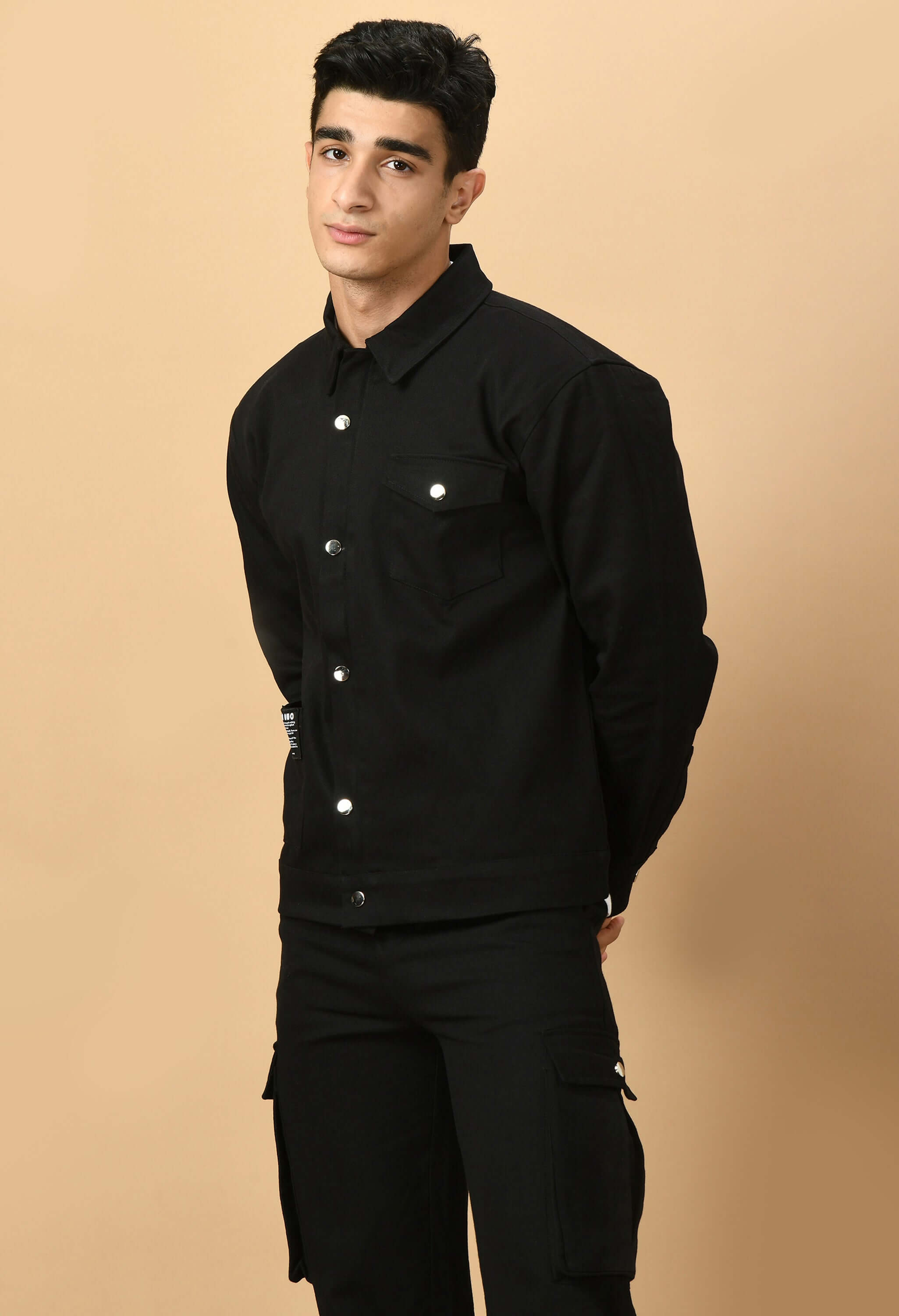 Black Co-Ord Overshirt and Zip Set By Offmint - Versatile Casual Elegance