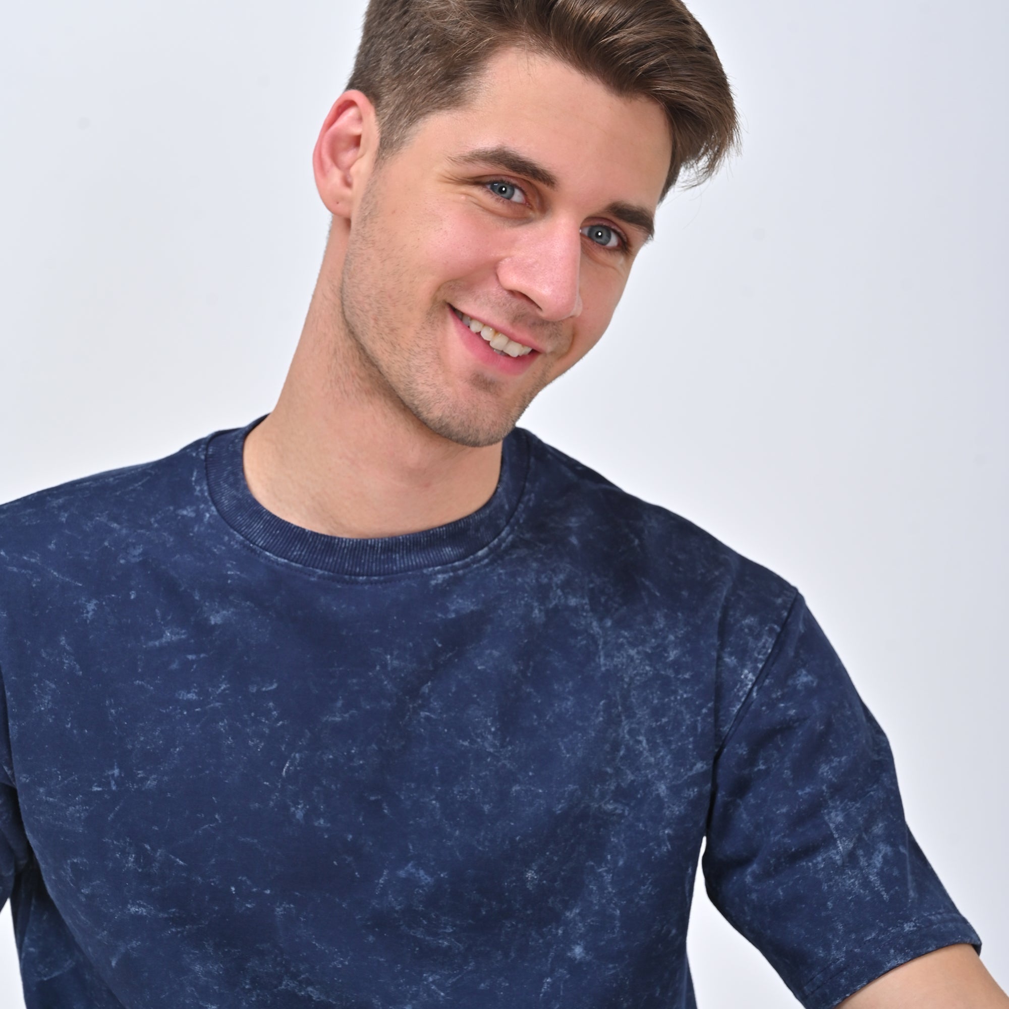 Deep Navy Acid-Wash Oversized T-Shirt