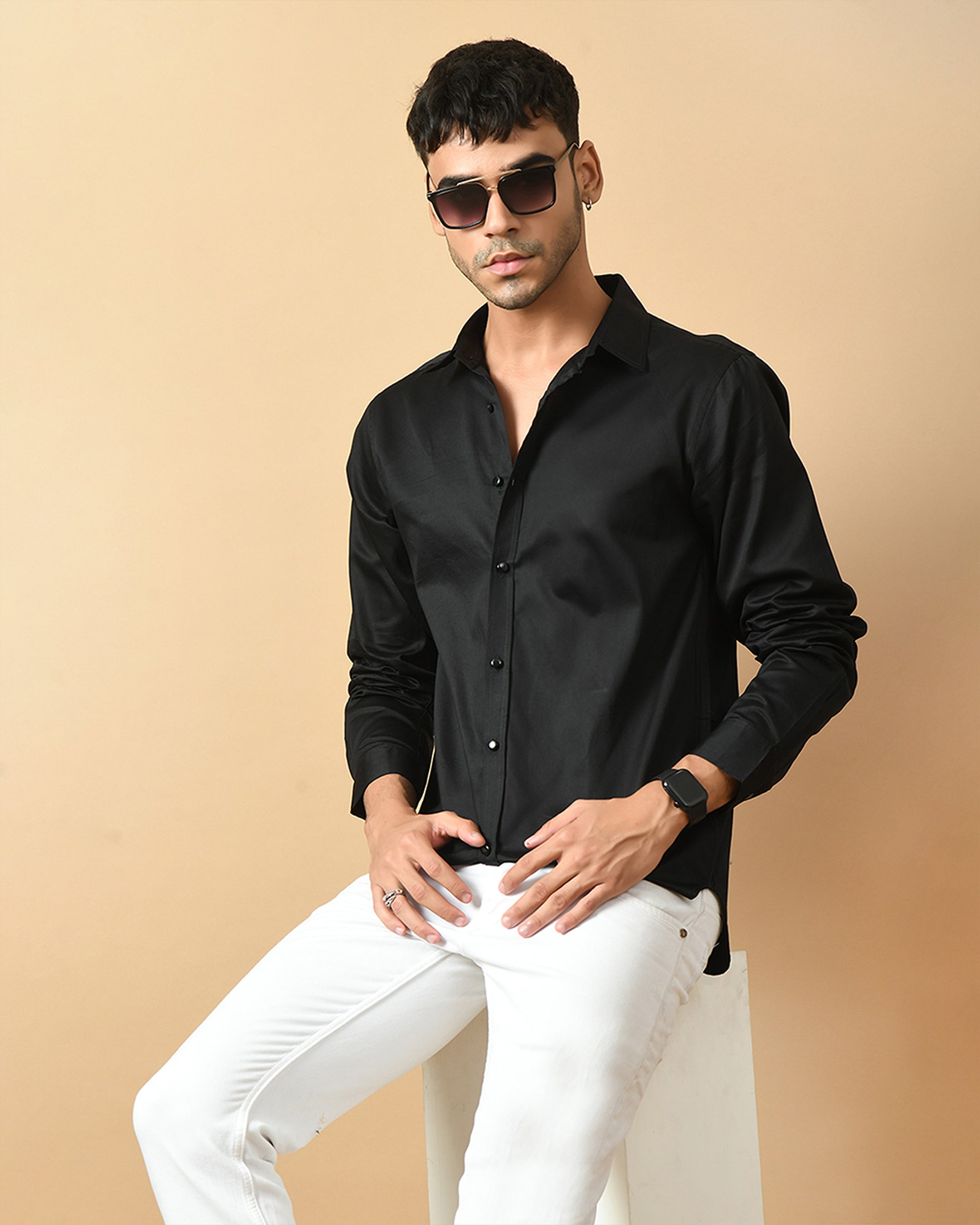 Wings Printed Black Shirt By Offmint