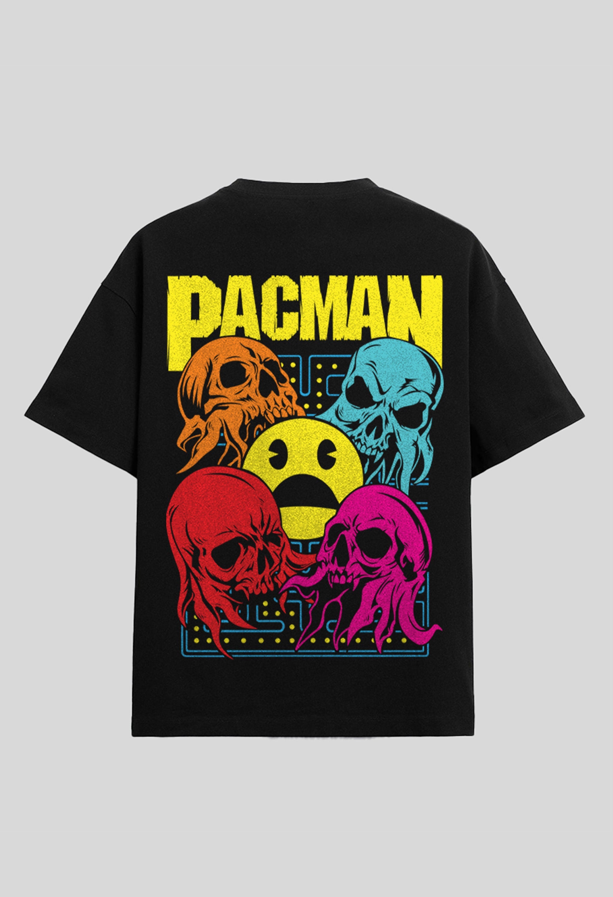 Pacman Printed Black Oversized T-shirt By Offmint