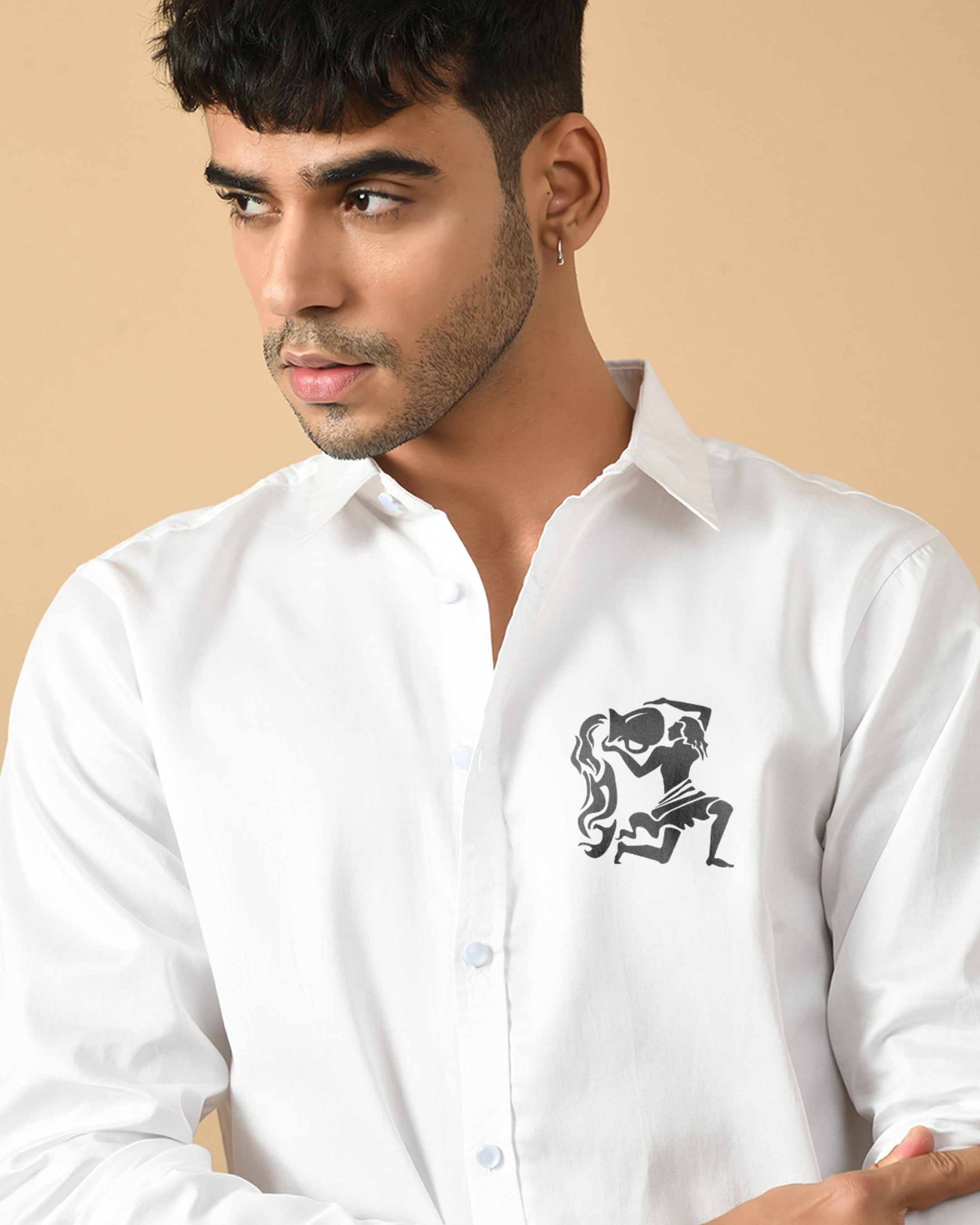 Aquarius Zodiac Sign White ClubWear Shirt By Offmint