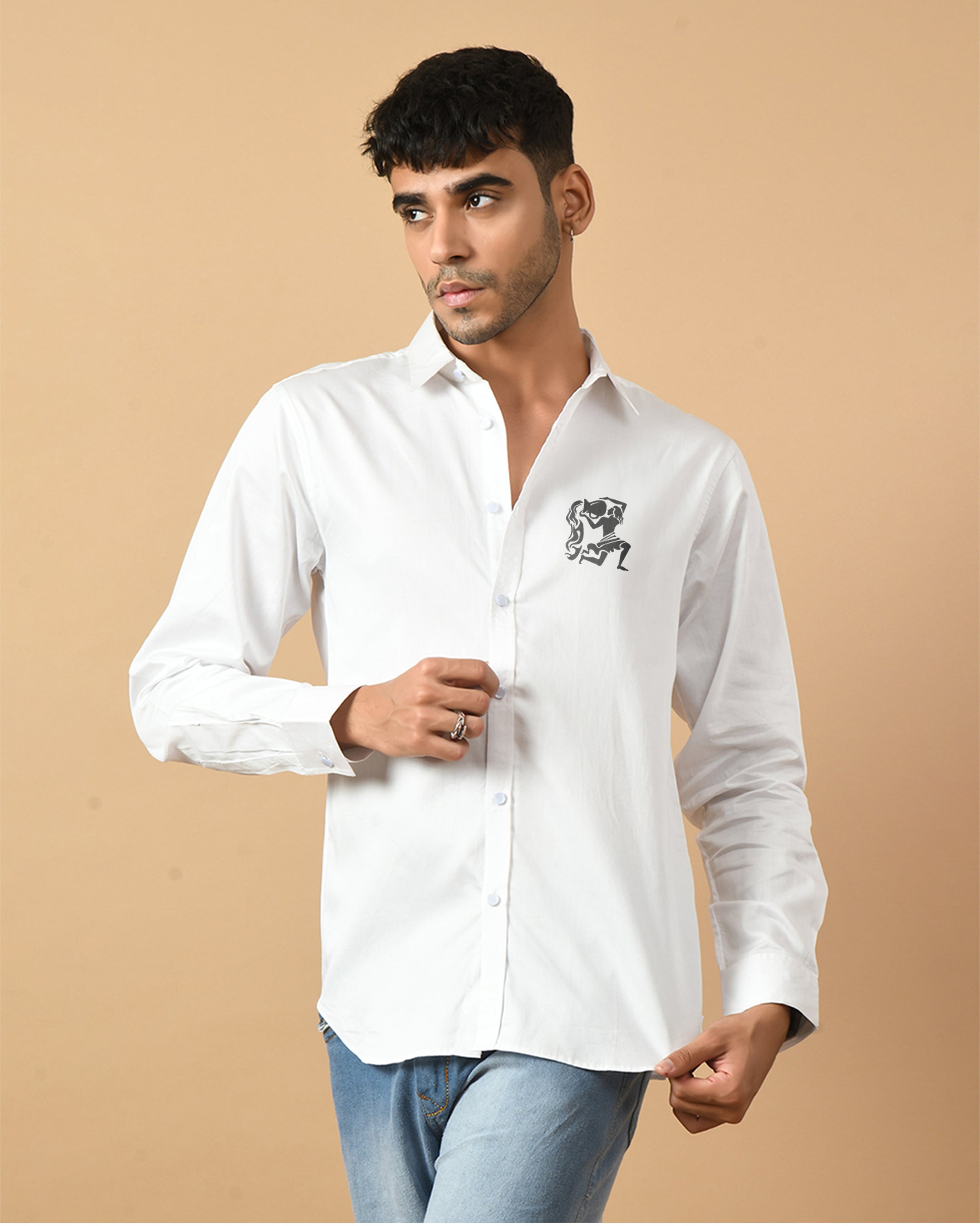 Aquarius Zodiac Sign White ClubWear Shirt By Offmint