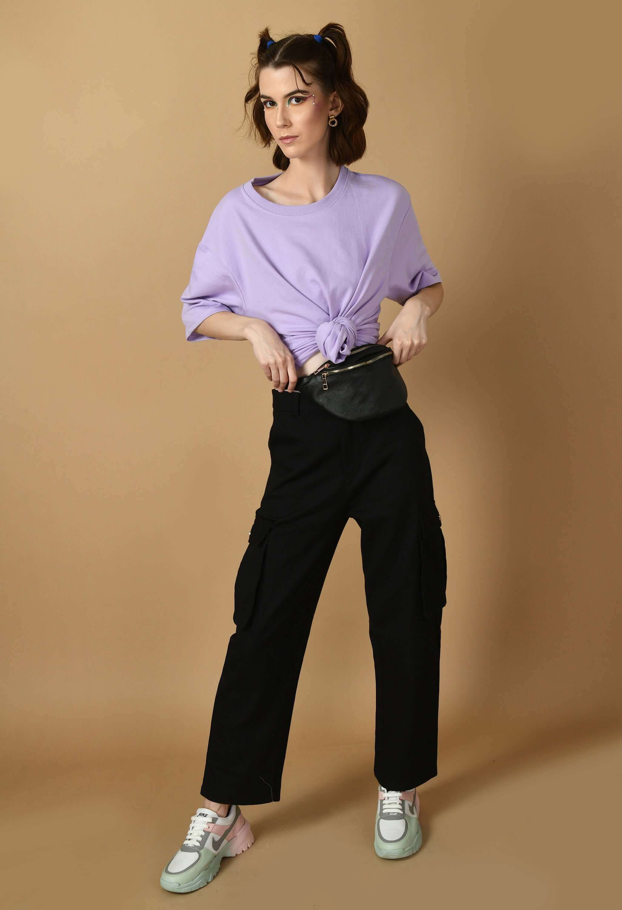 Lavender color plain t-shirt by offmint