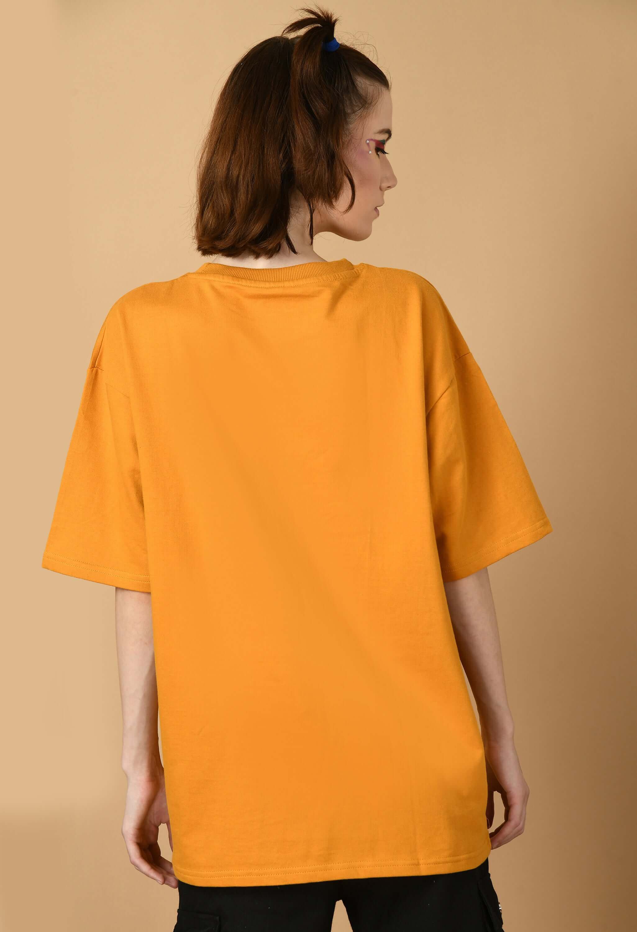 Mustard women's plain color oversized t-shirt by offmint