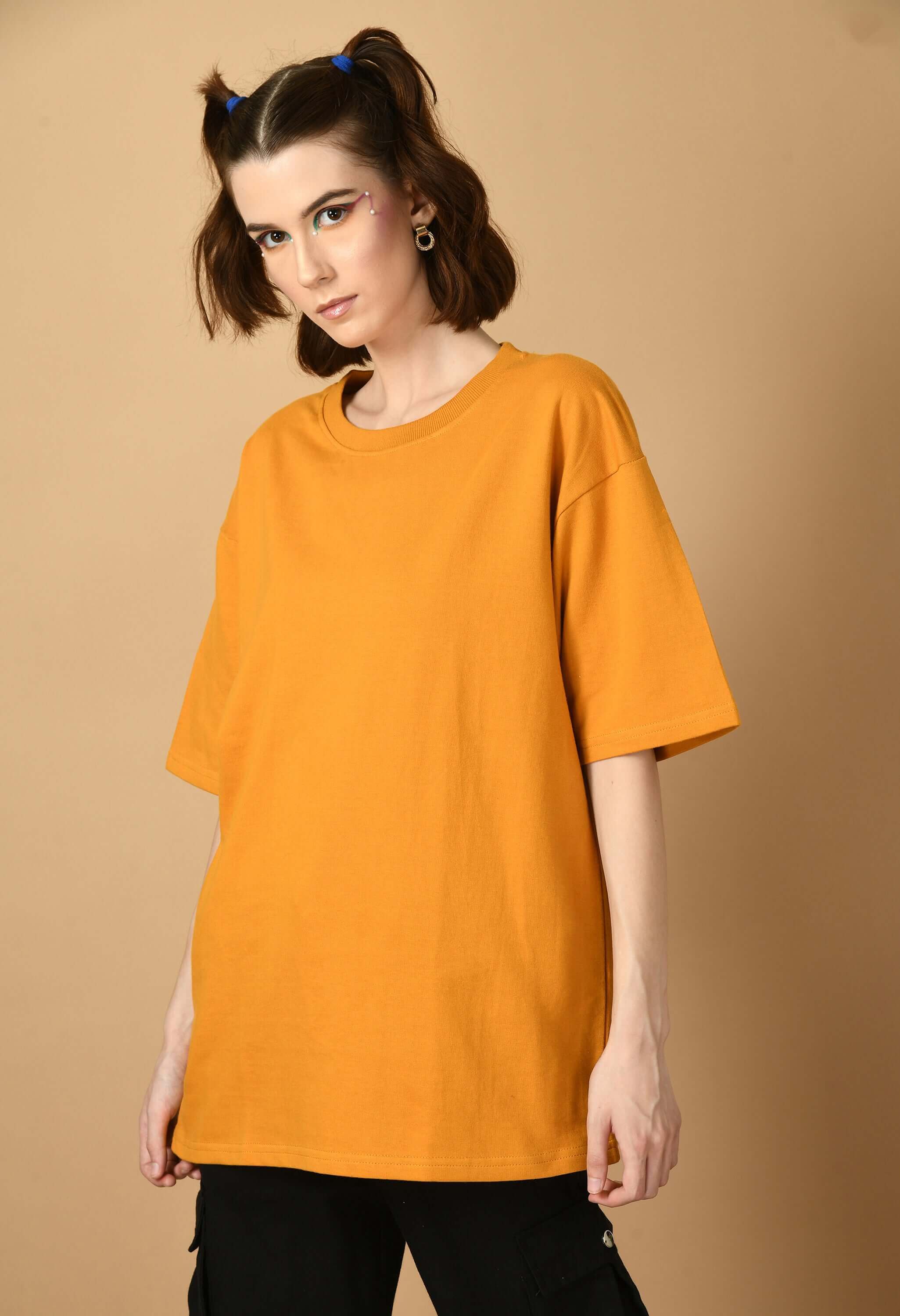 Mustard women's plain oversized t-shirt by offmint