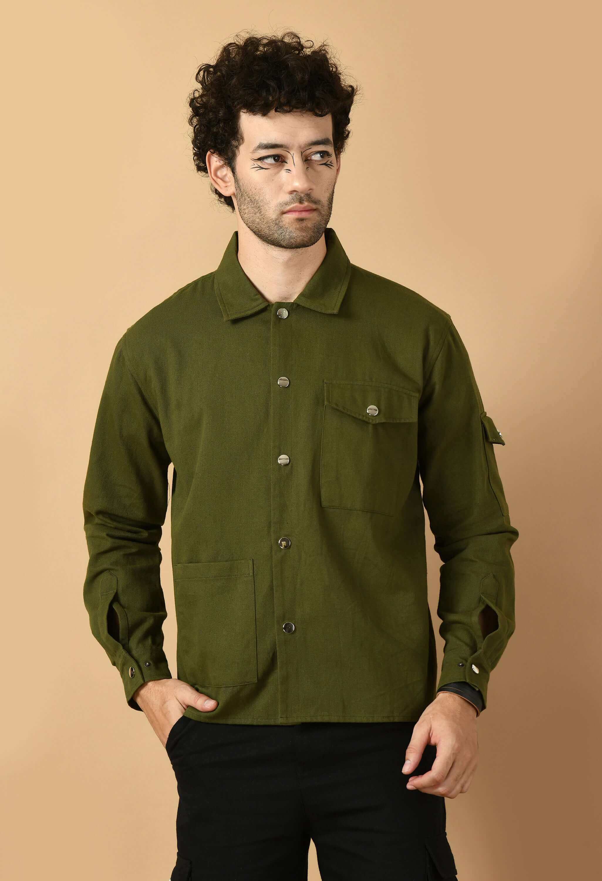Olive men's  overshirt 
