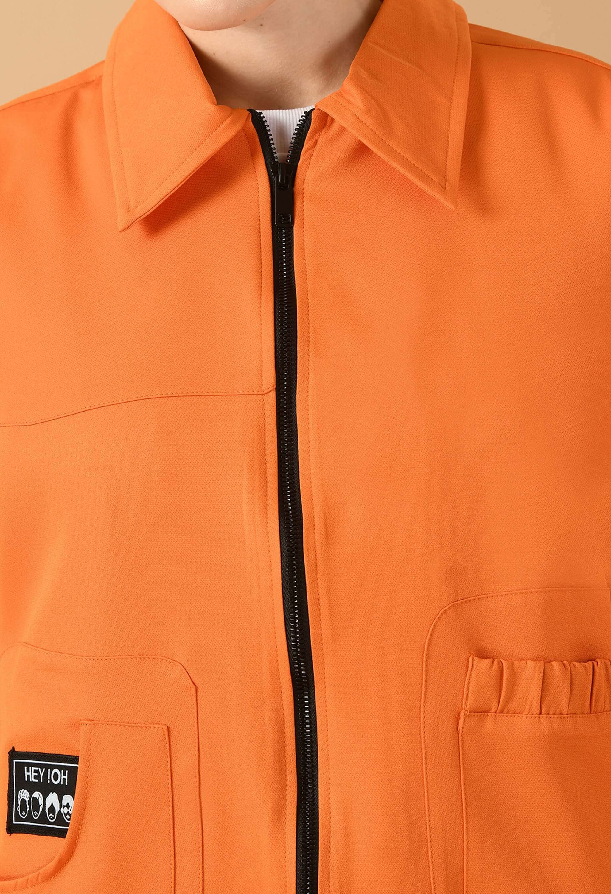 Orange color women's bomber jacket 