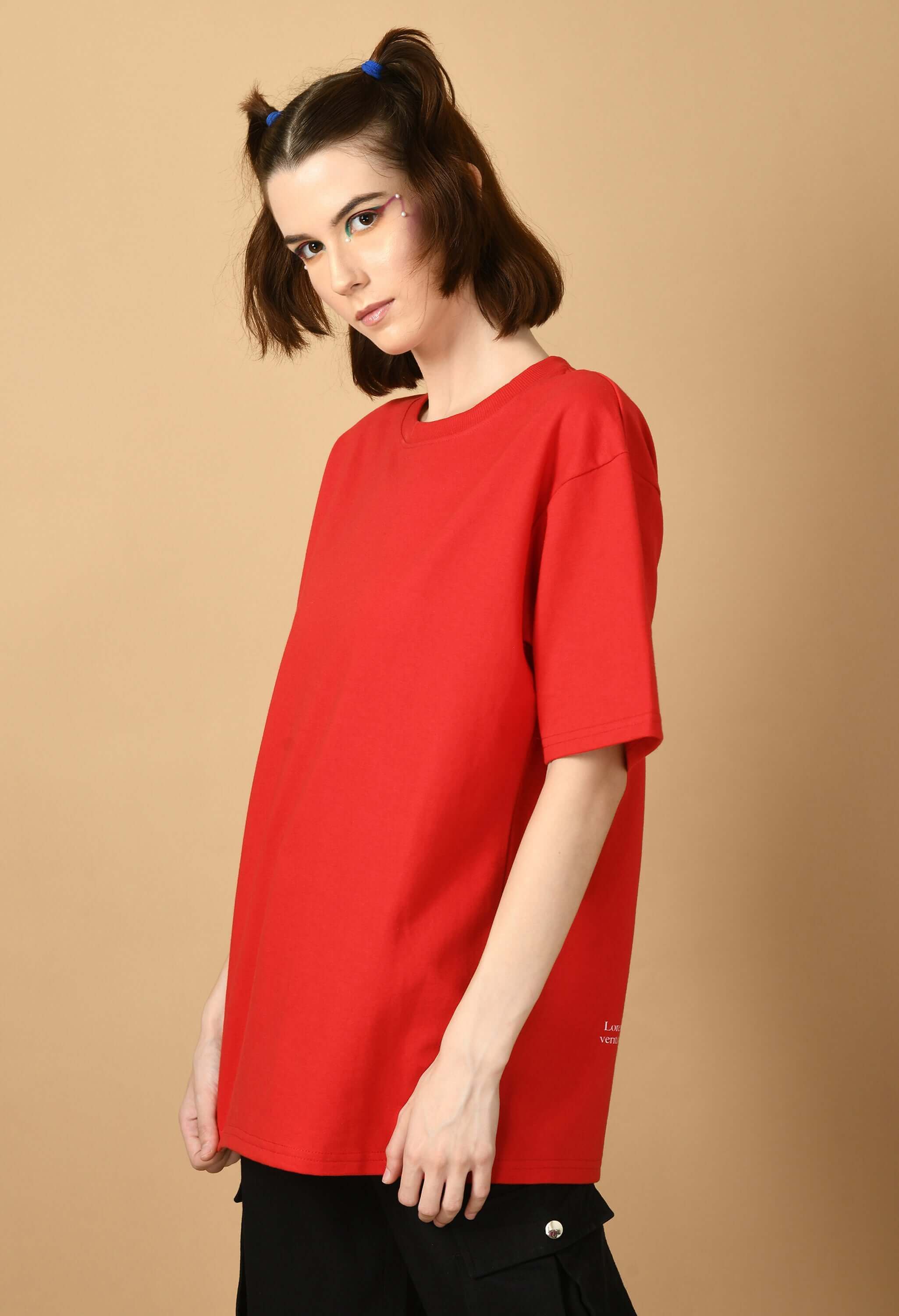 Red color plain t-shirt