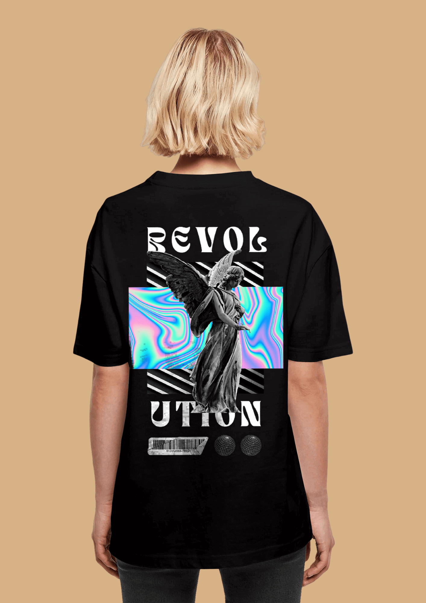Revolution printed black color oversized t-shirt by offmint