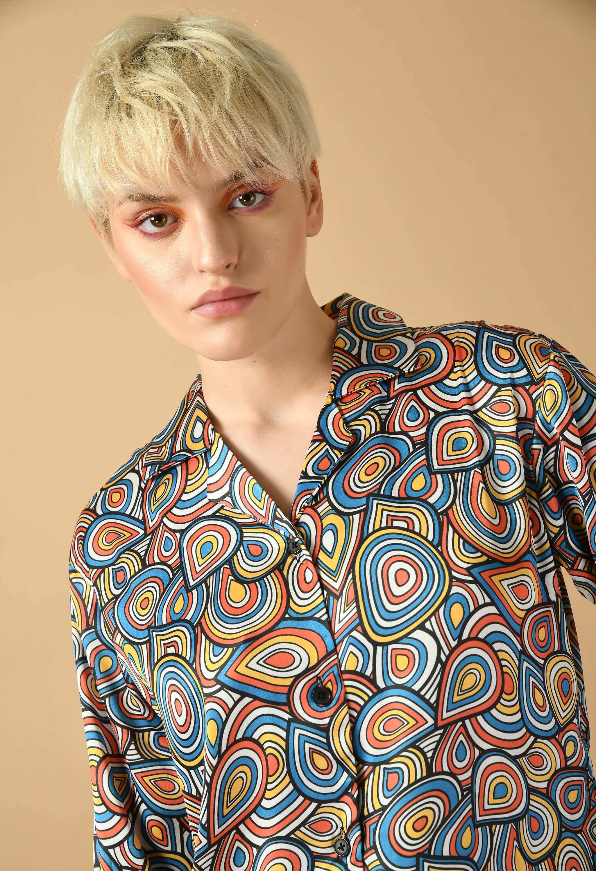 Satin plain multicolor co-ord set 
