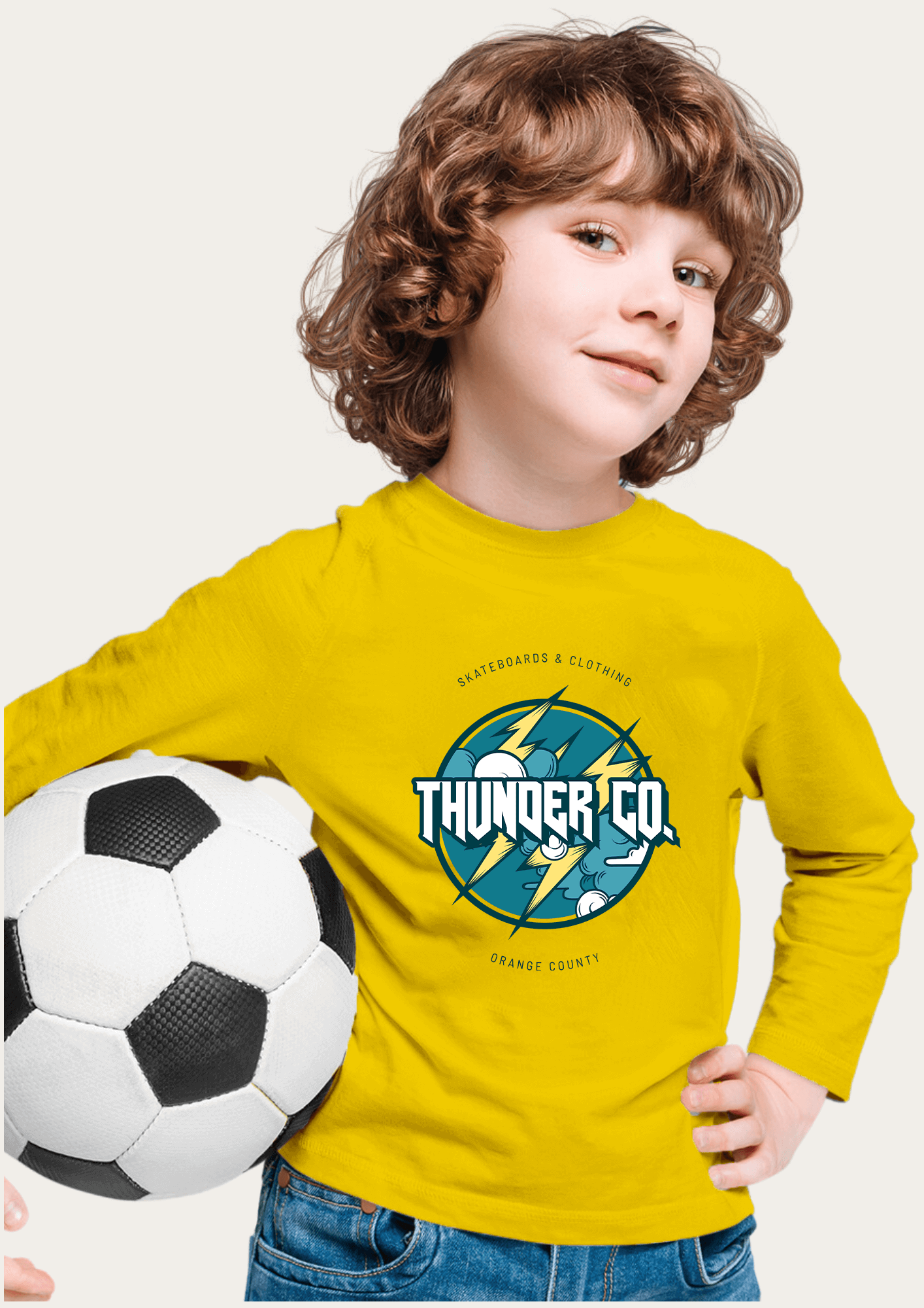 Thunder.Co Printed Yellow Full Sleeves Kids T-shirt By Offmint
