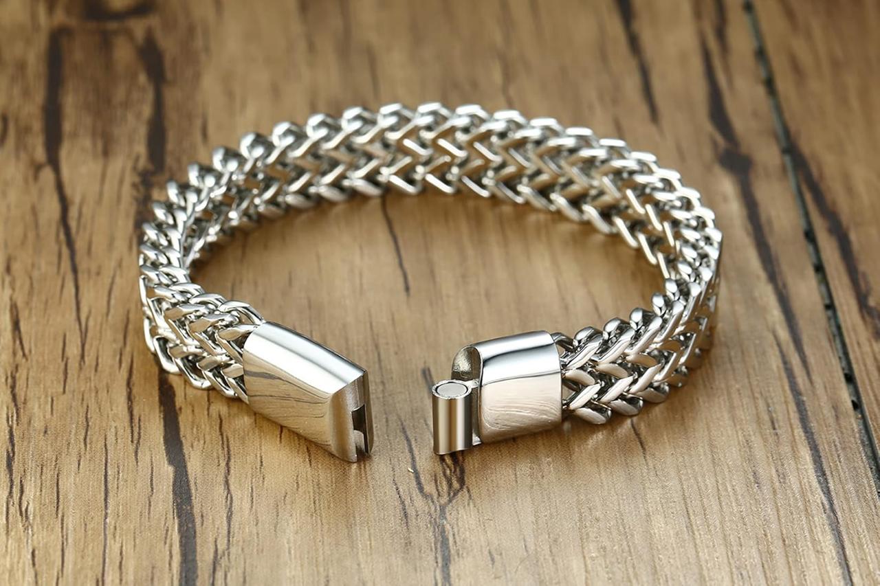 Silver Stainless Steel Bracelet For Men By Offmint
