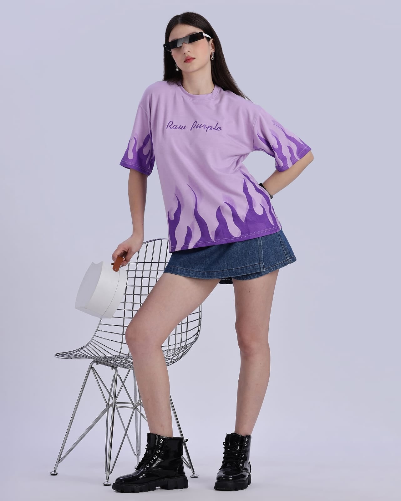 Lavender " Flames Tee" | Unisex Oversize T-Shirt