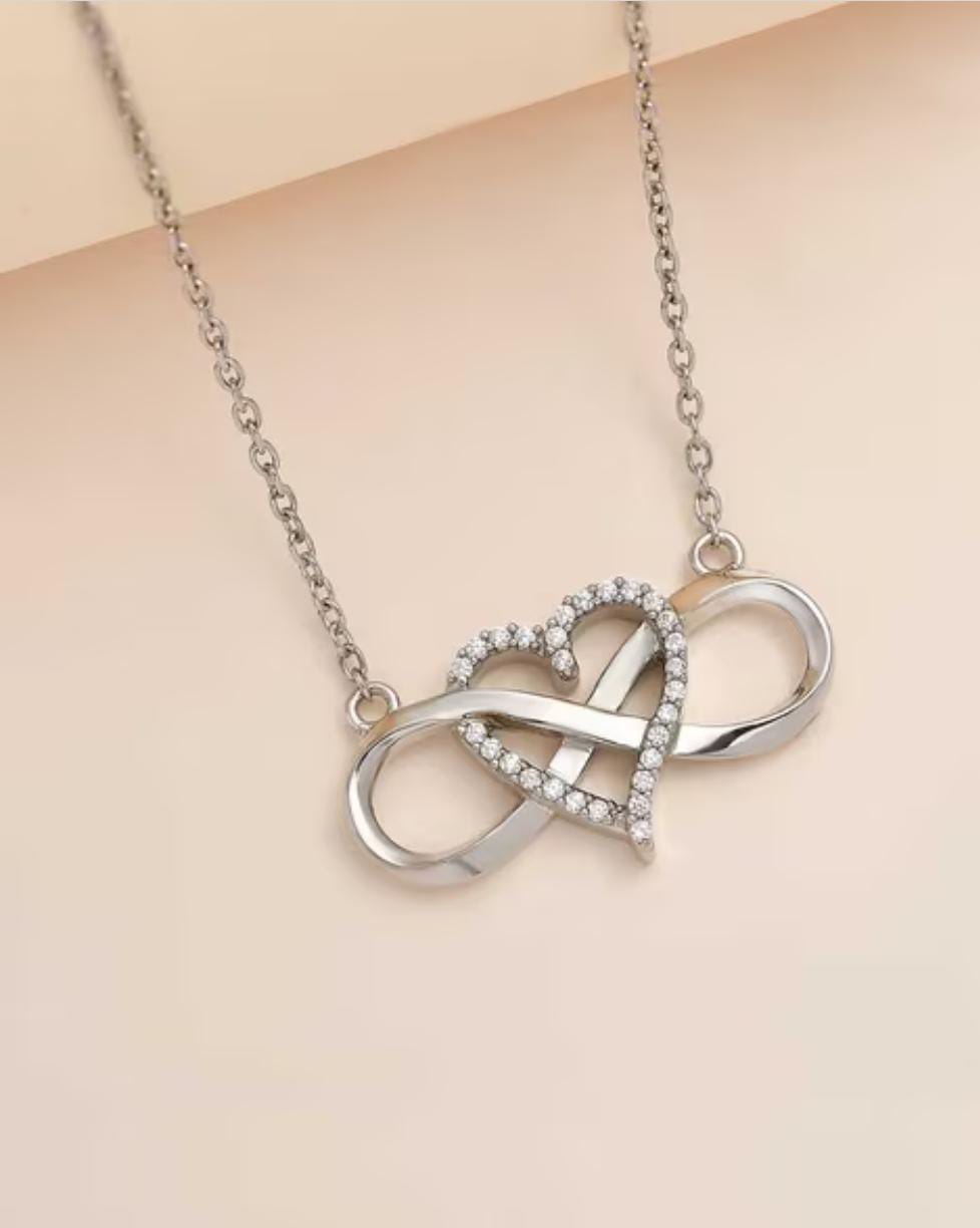 Silver Pleated Heart Necklace, Endless Love Neckless For Men/Women By Offmint