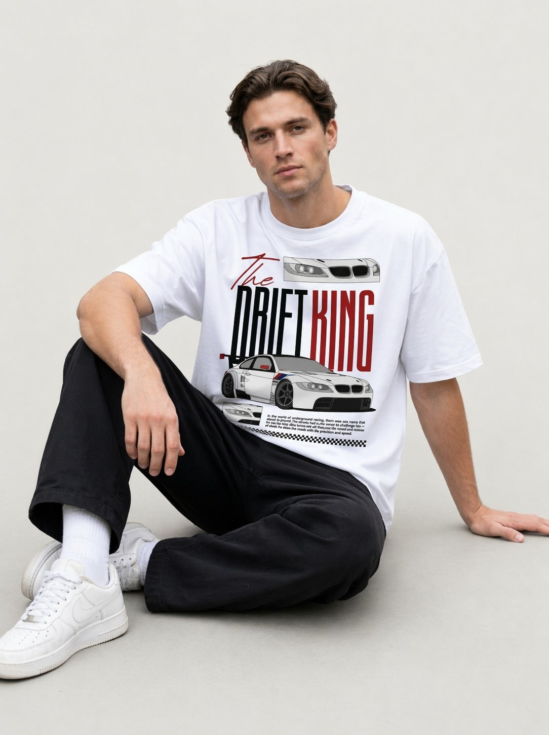 Premium White Drift King Oversized Tshirt