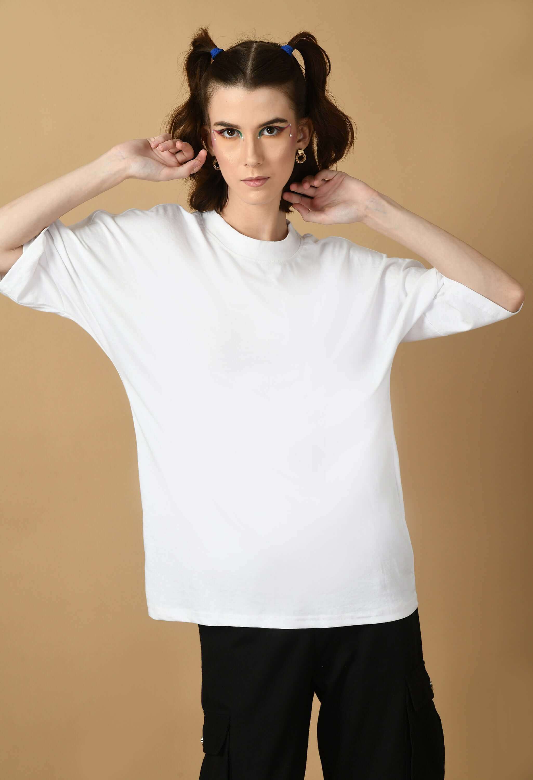 White kimono cotton women's oversized t-shirt by offmint