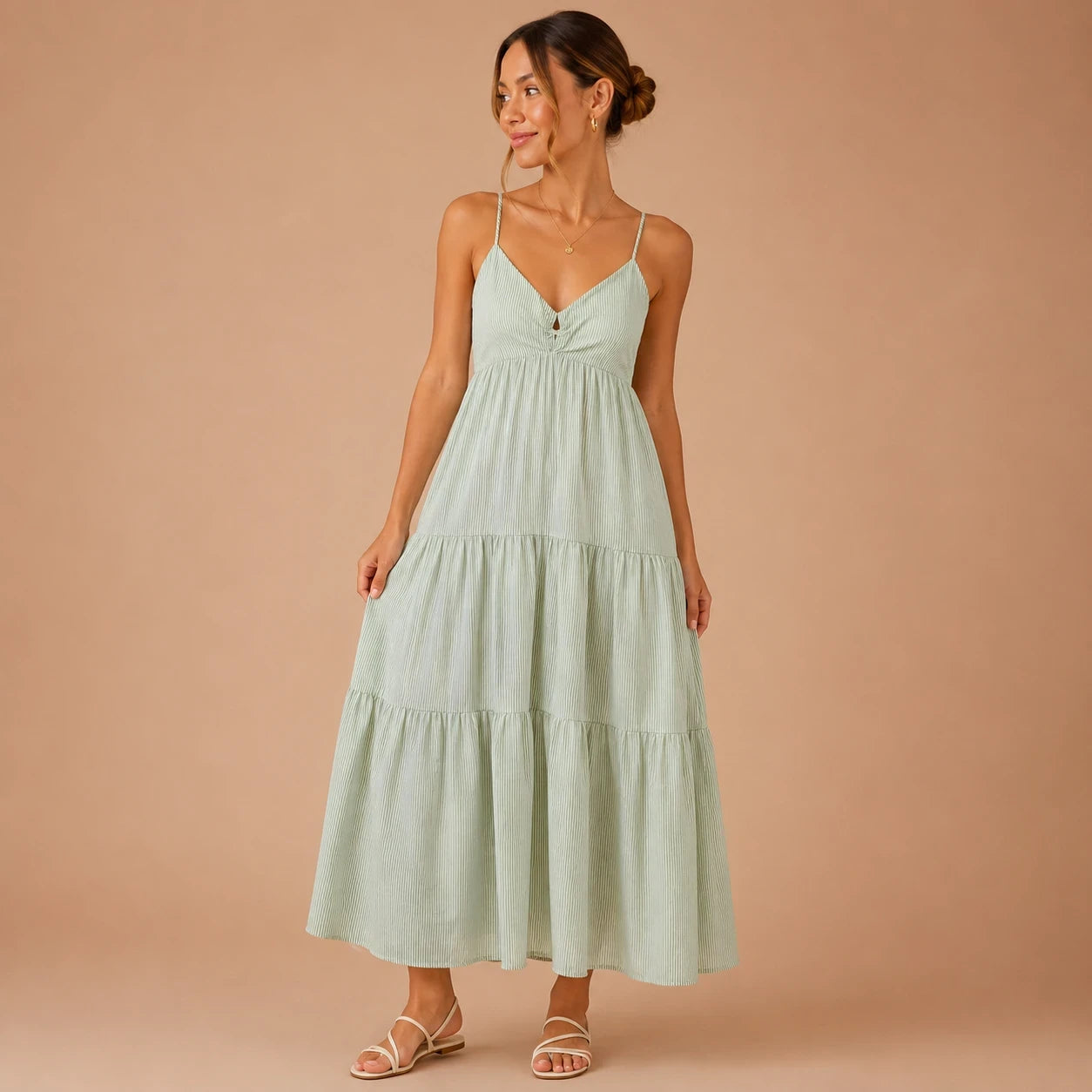 Mint Breeze Tiered Maxi Dress