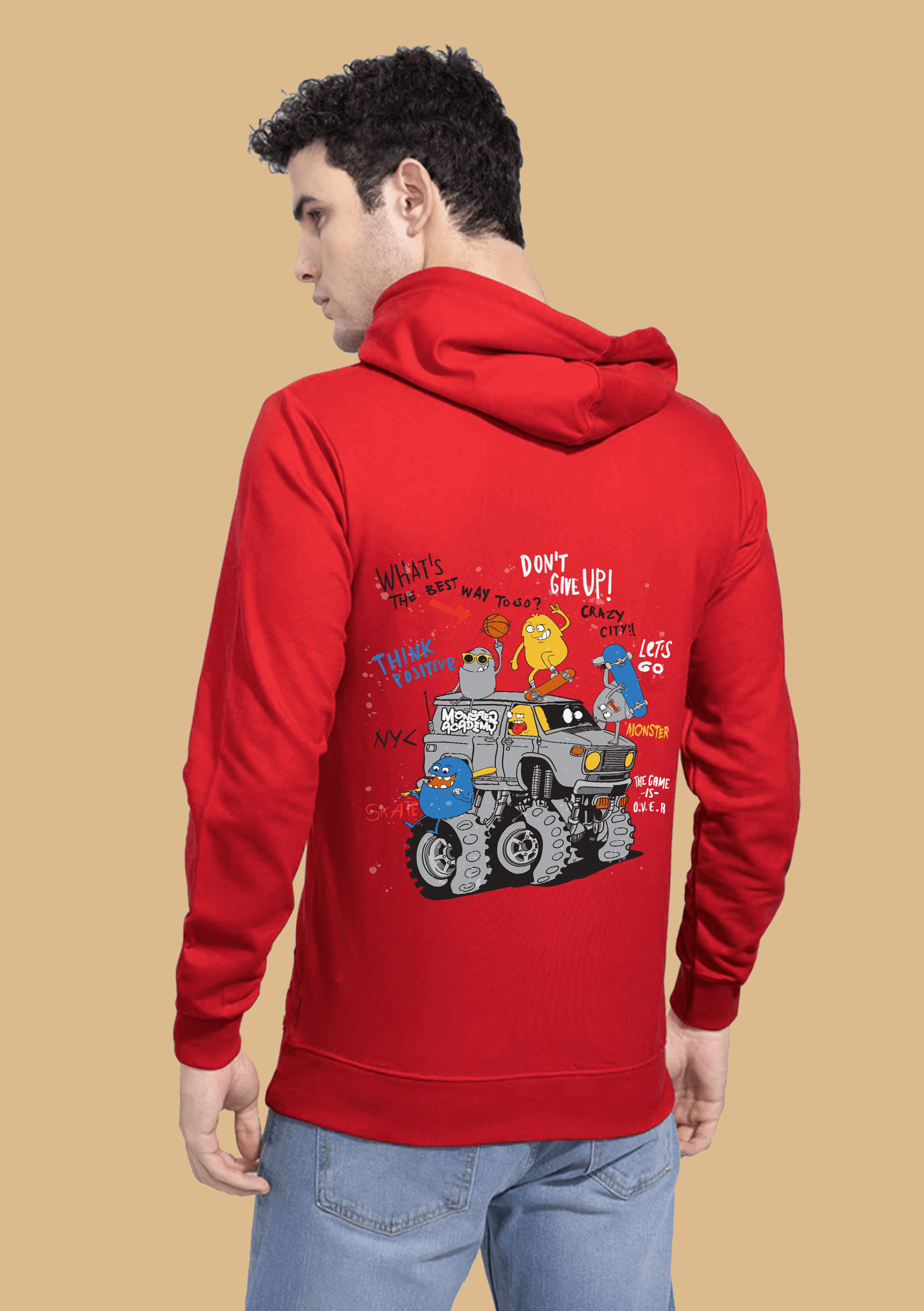 Don't Give Up Printed Red Hoodie By Offmint