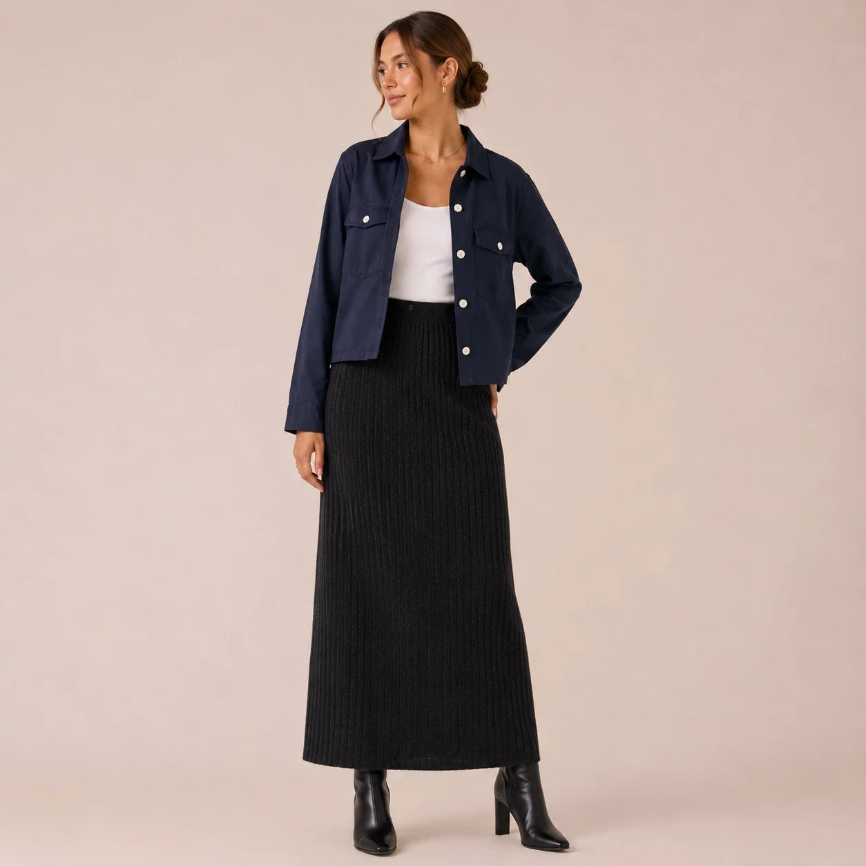 Ribbed Knit Maxi Skirt
