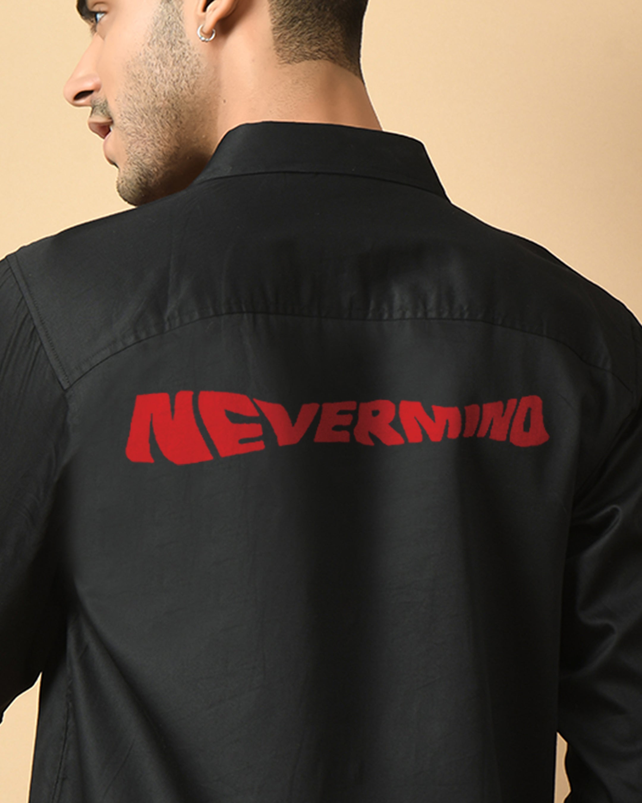 Nevermind Printed Black ClubWear Shirt By Offmint