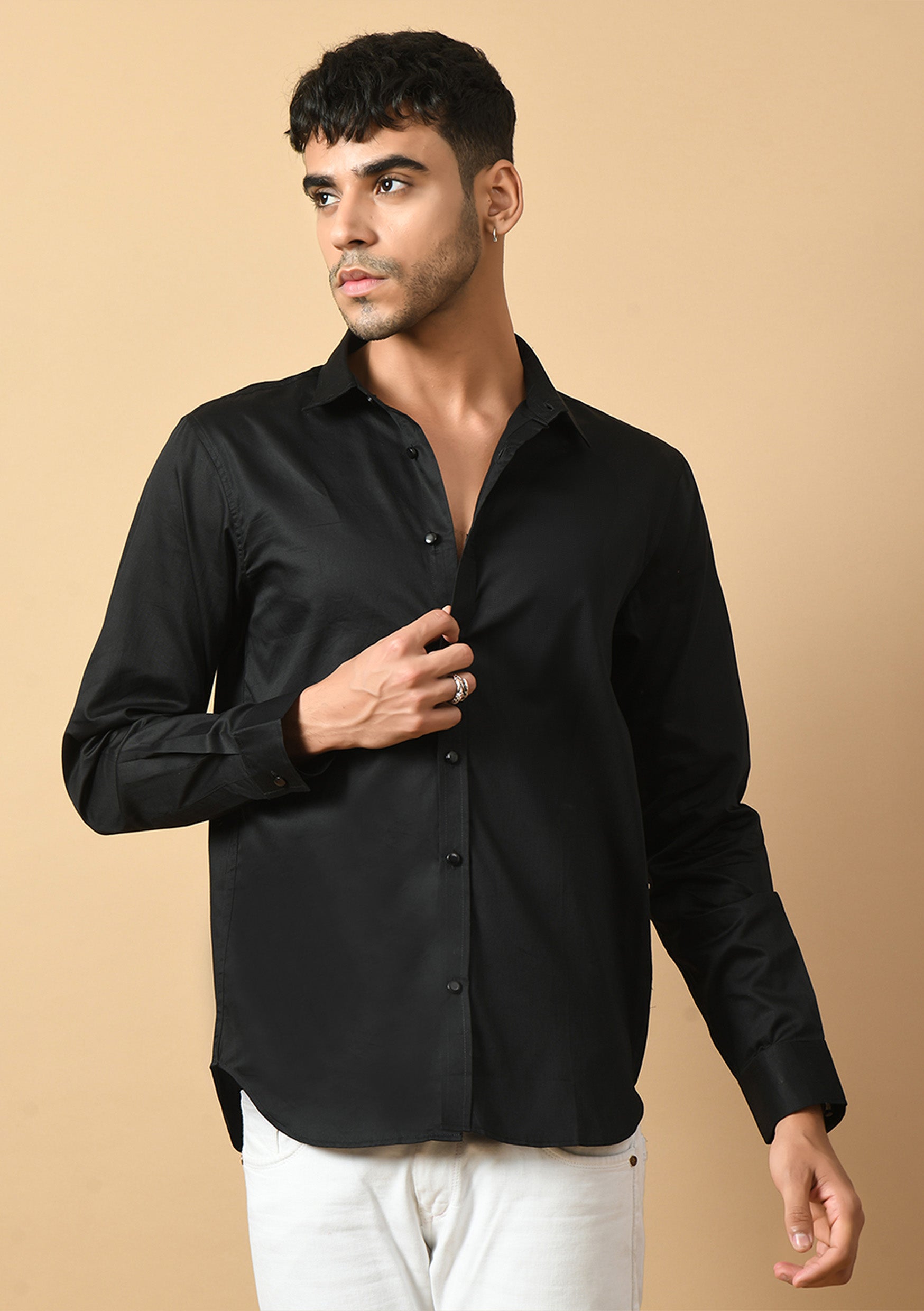 Heart Quote Printed Black ClubWear Shirt By Offmint