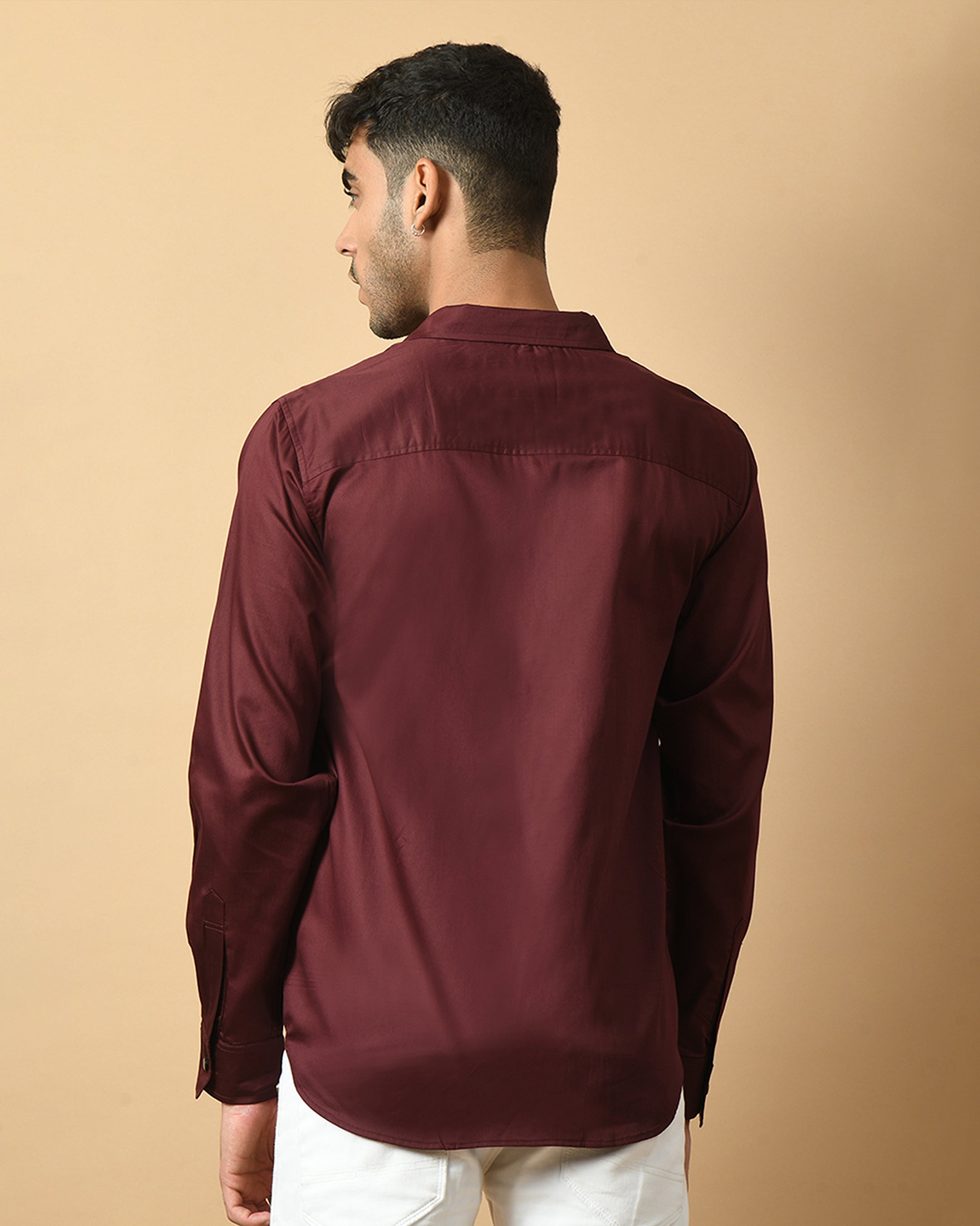 Mosaic Face Printed Maroon ClubWear Shirt By Offmint