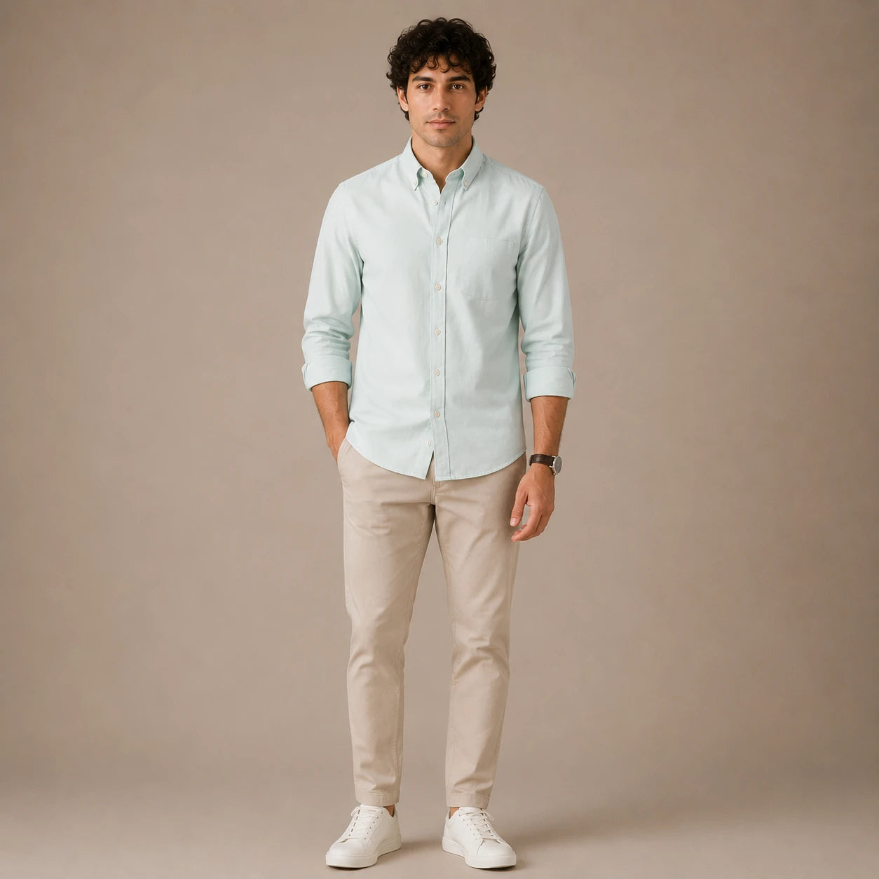 Rigo Mens Powder Blue Solid Button Down Shirt