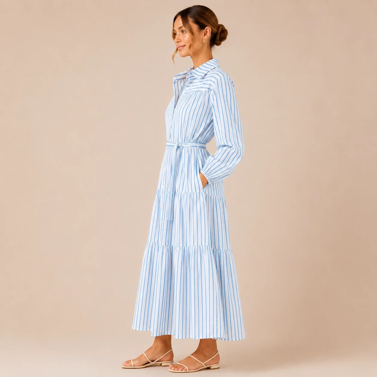 Skyline Stripe Tiered Maxi Dress