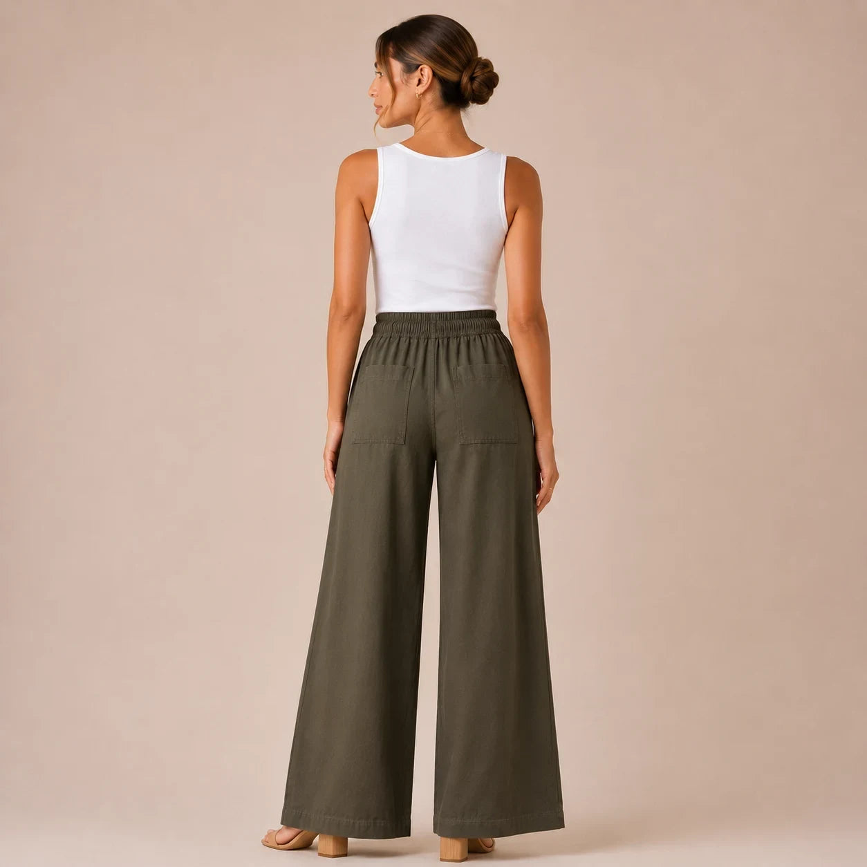Olive Wide-Leg Palazzo Pants