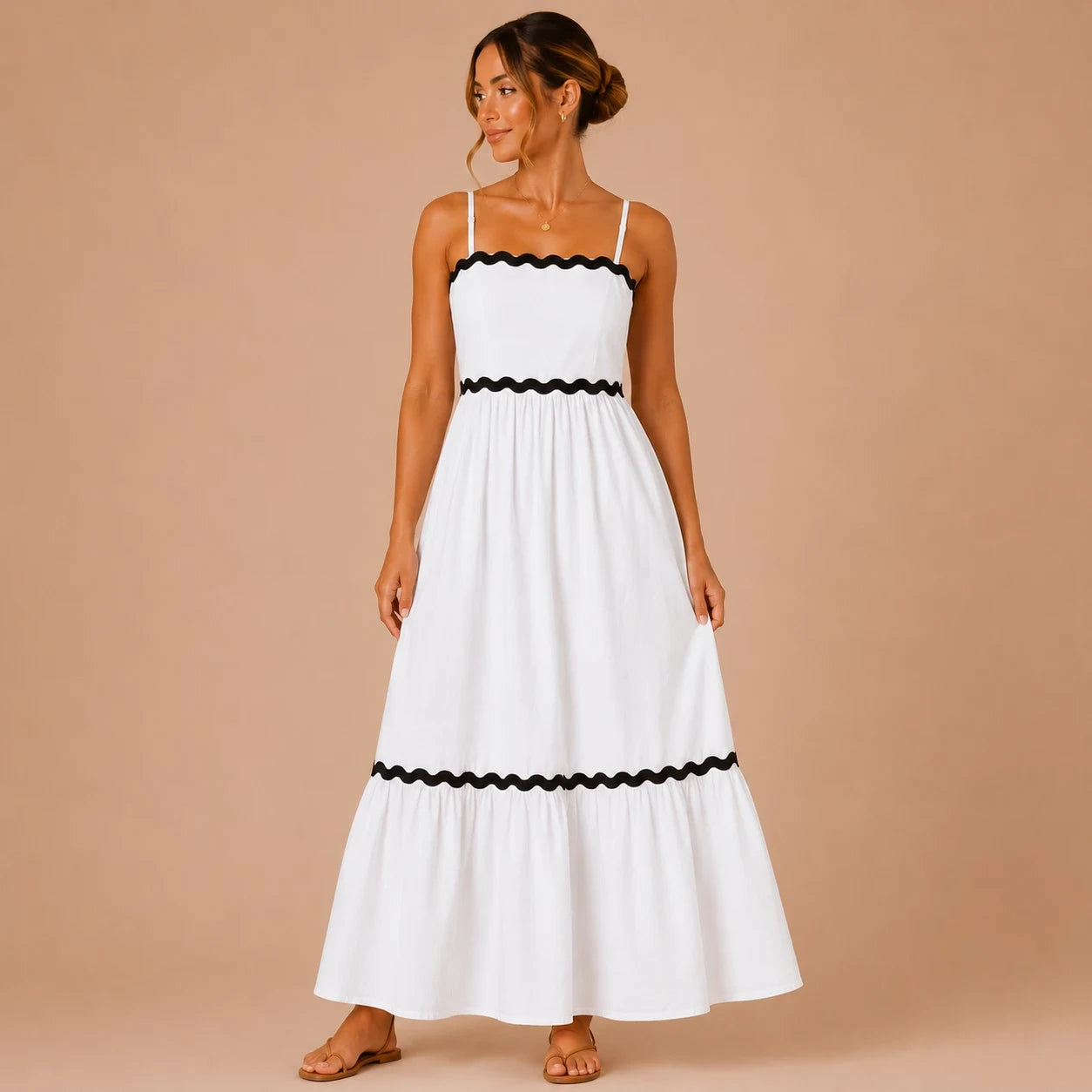 Ivory Charm Contrast Maxi Dress