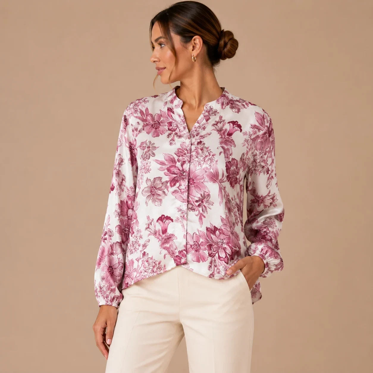 Rosé Bloom Satin Shirt
