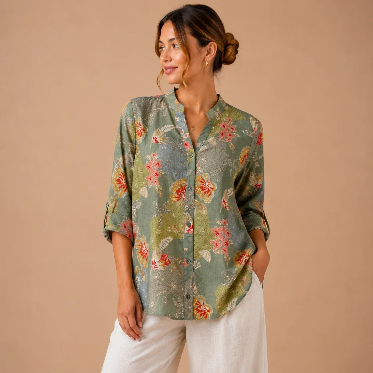 Sage Garden Floral Casual Shirt