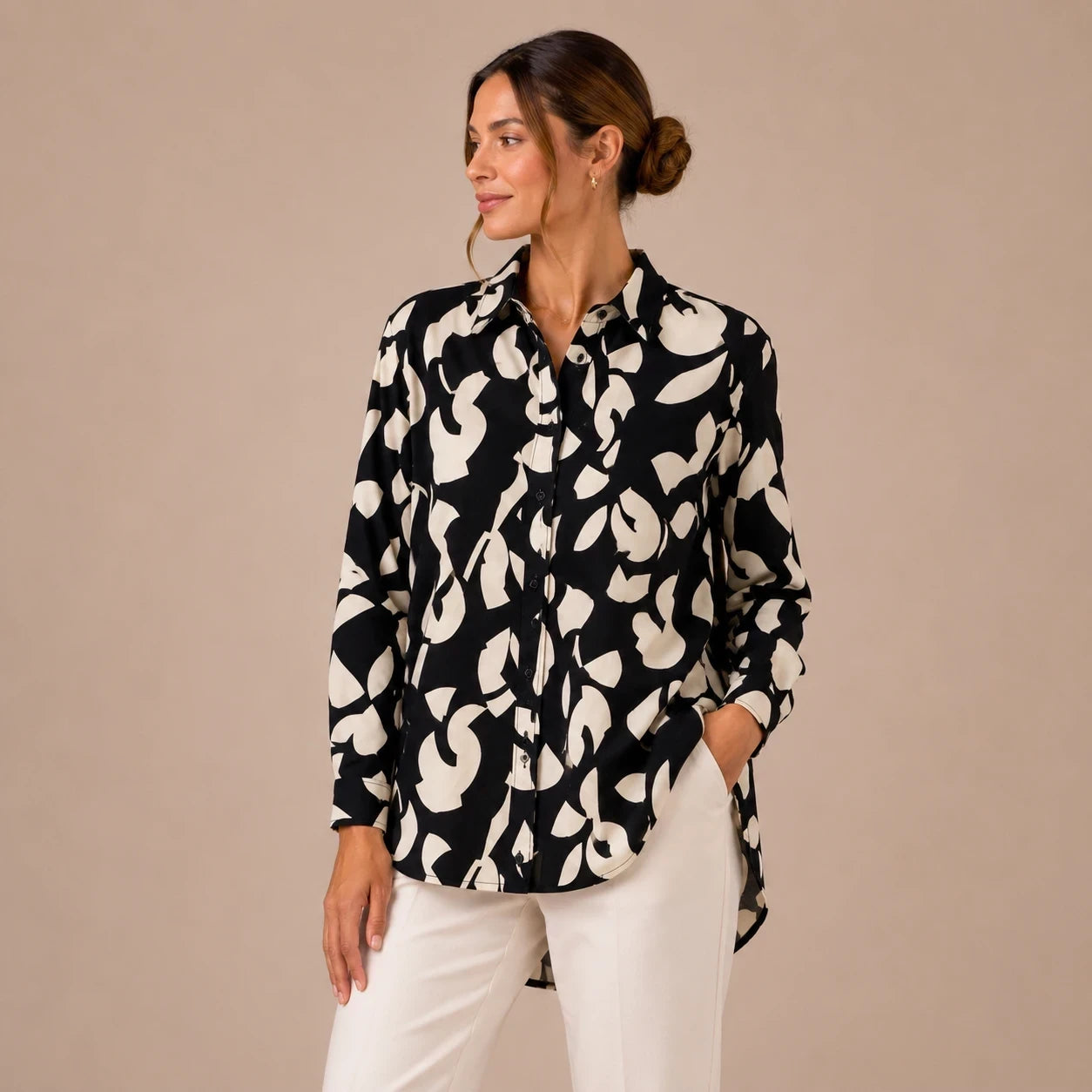 Monochrome Abstract Print Shirt