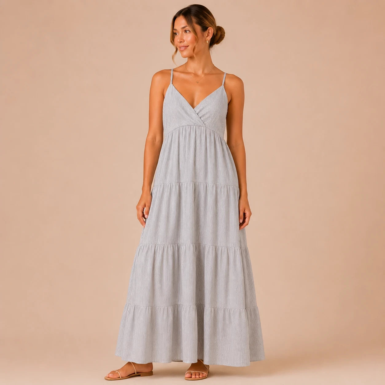 Breezy Stripe Tiered Maxi Dress